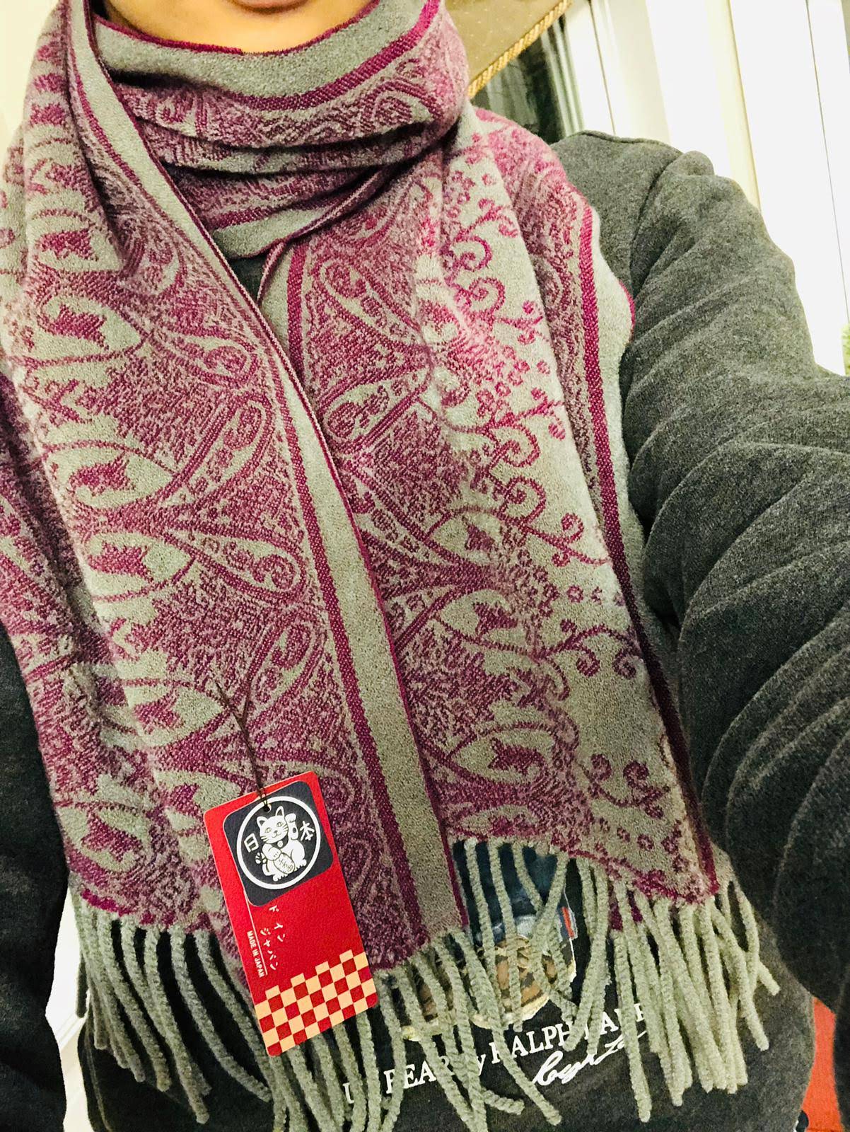 Lune Jumelle Paisley Scarf Grey WP728301-13 - Image 2