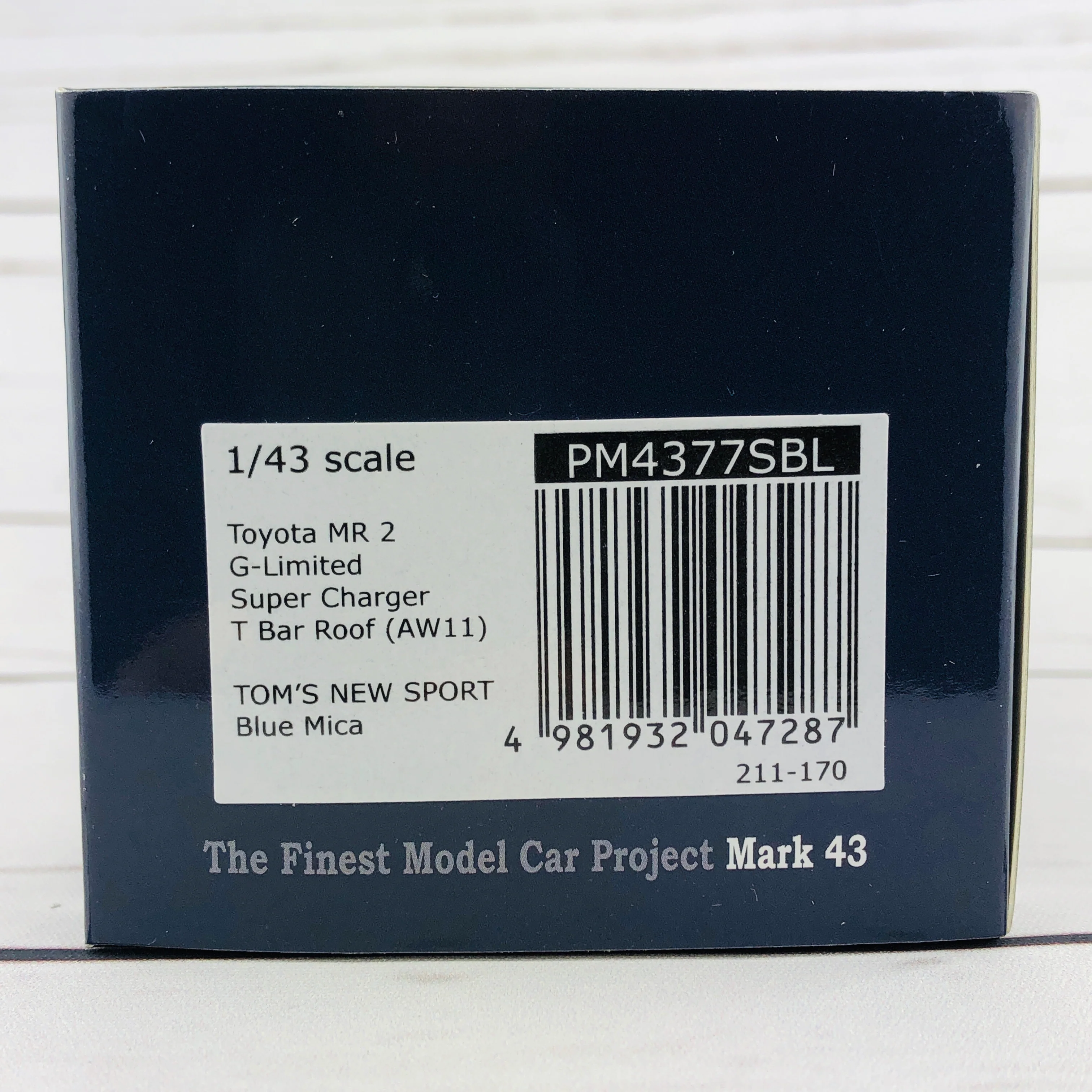 Mark43 1/43 Toyota MR 2 G-Limited Super Charger T Bar Roof (AW11) TOM'S NEW SPORT Blue Mica PM4377SBL - Image 11