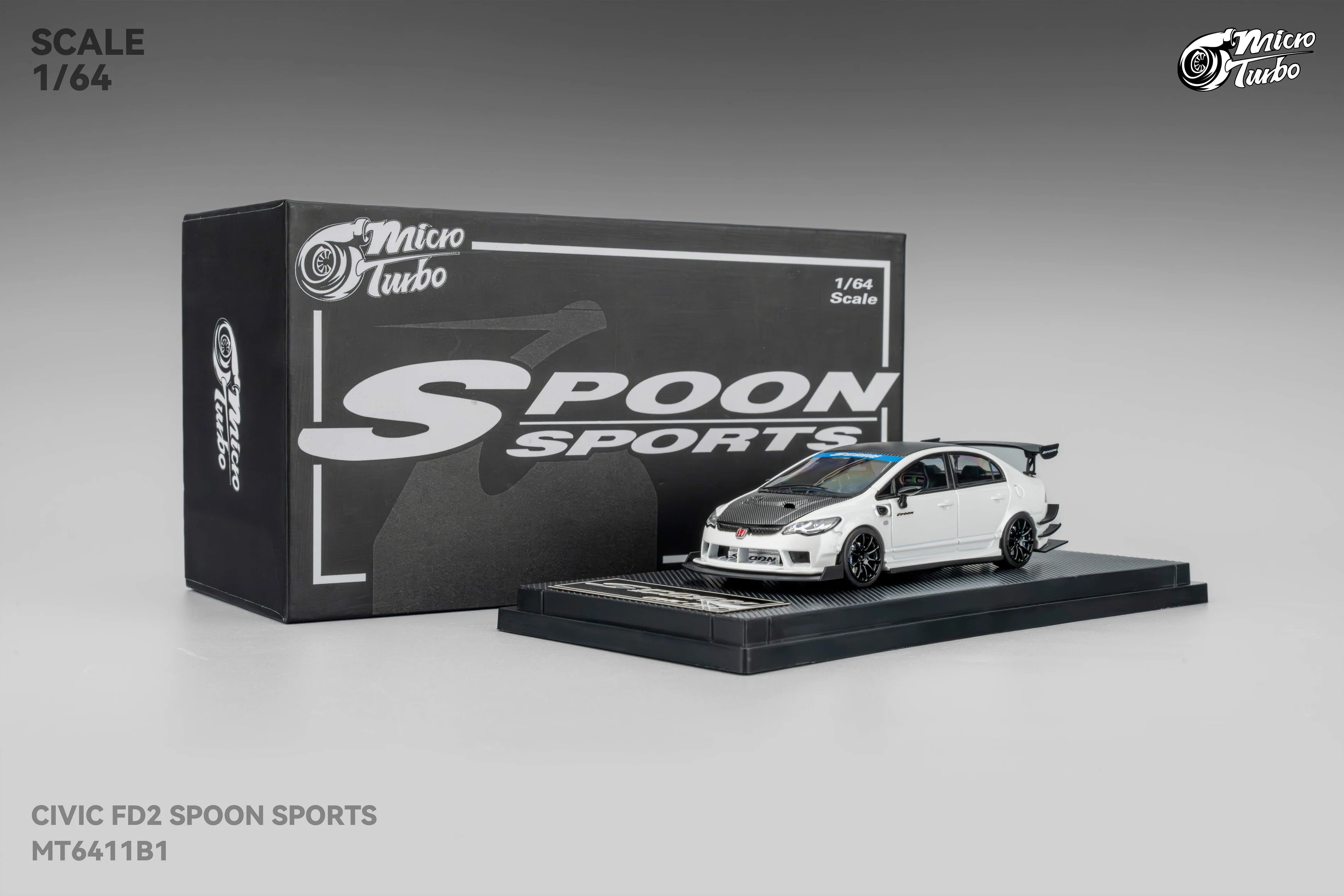 Micro Turbo 1/64 Custom FD2 Spoon - Metallic White MT6411B1 - Image 2