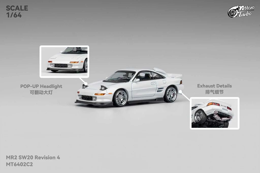 Micro Turbo 1/64 Custom MR-2 SW20 Revision 4 Ver.2 - White MT6402C2 - Image 2