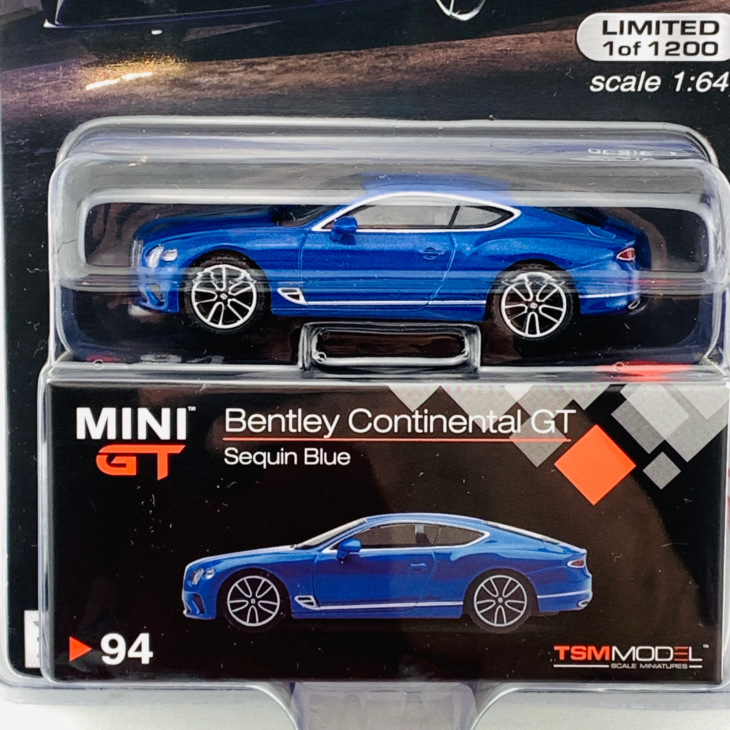 MIJO Exclusives Mini GT 1/64 Bentley Continental GT Sequin Blue LHD MGT00094-MJ - Image 2