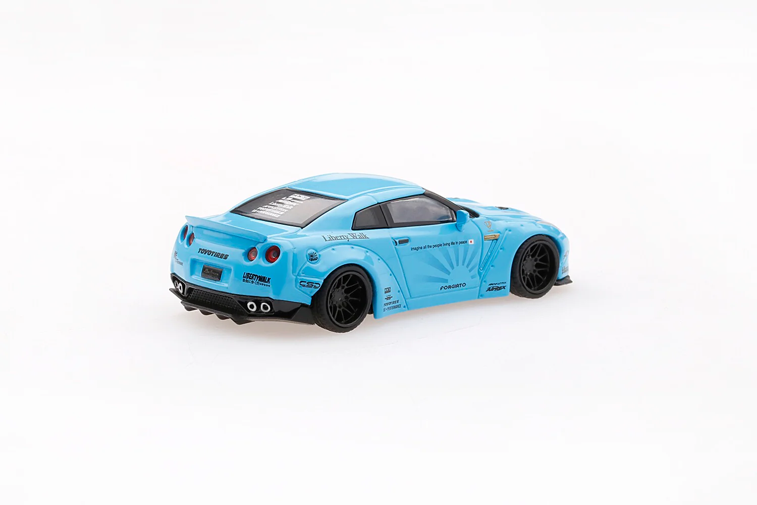 MINI GT LIBERTYWALK LB★WORKS Nissan GTR (R35) Light Blue - RHD - Image 3