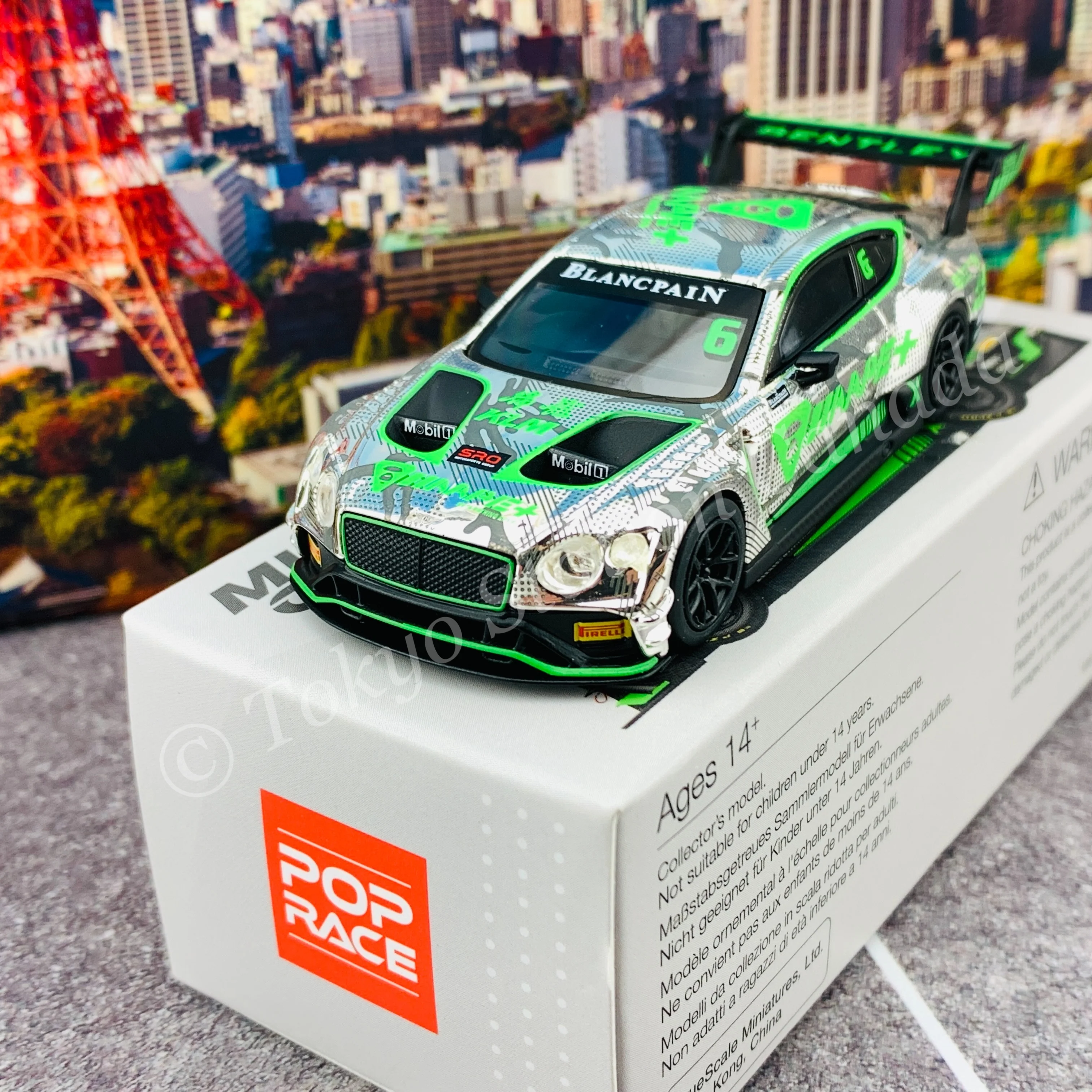 MINI GT x Pop Race 1/64 Bentley Continental GT3 #6 Phoenix Racing Asia 2018 Blancpain GT Series Asia MGT00222 - Image 2