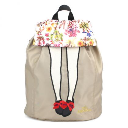 mis zapatos Floral Skirt Nylon Backpack - Beige - Image 2