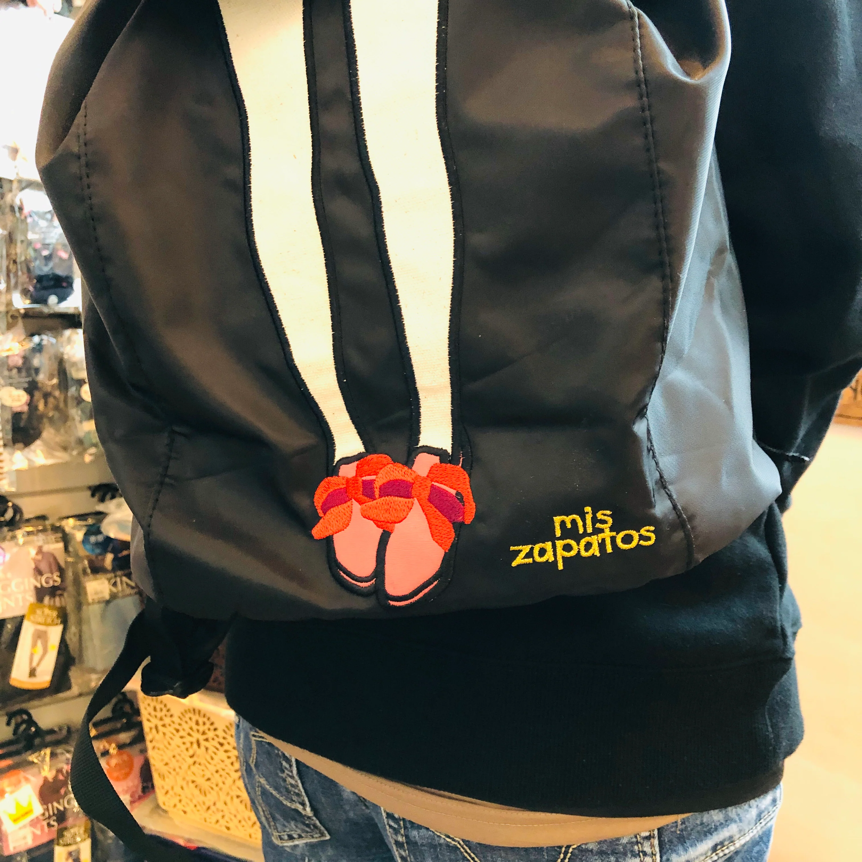 mis zapatos Floral Skirt Nylon Backpack - Black - Image 4