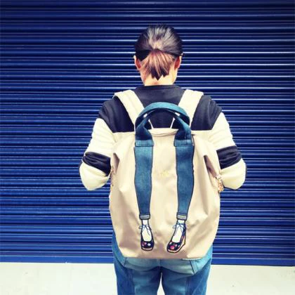 mis zapatos Nylon Skinny 3 Way Backpack - Beige - Image 3