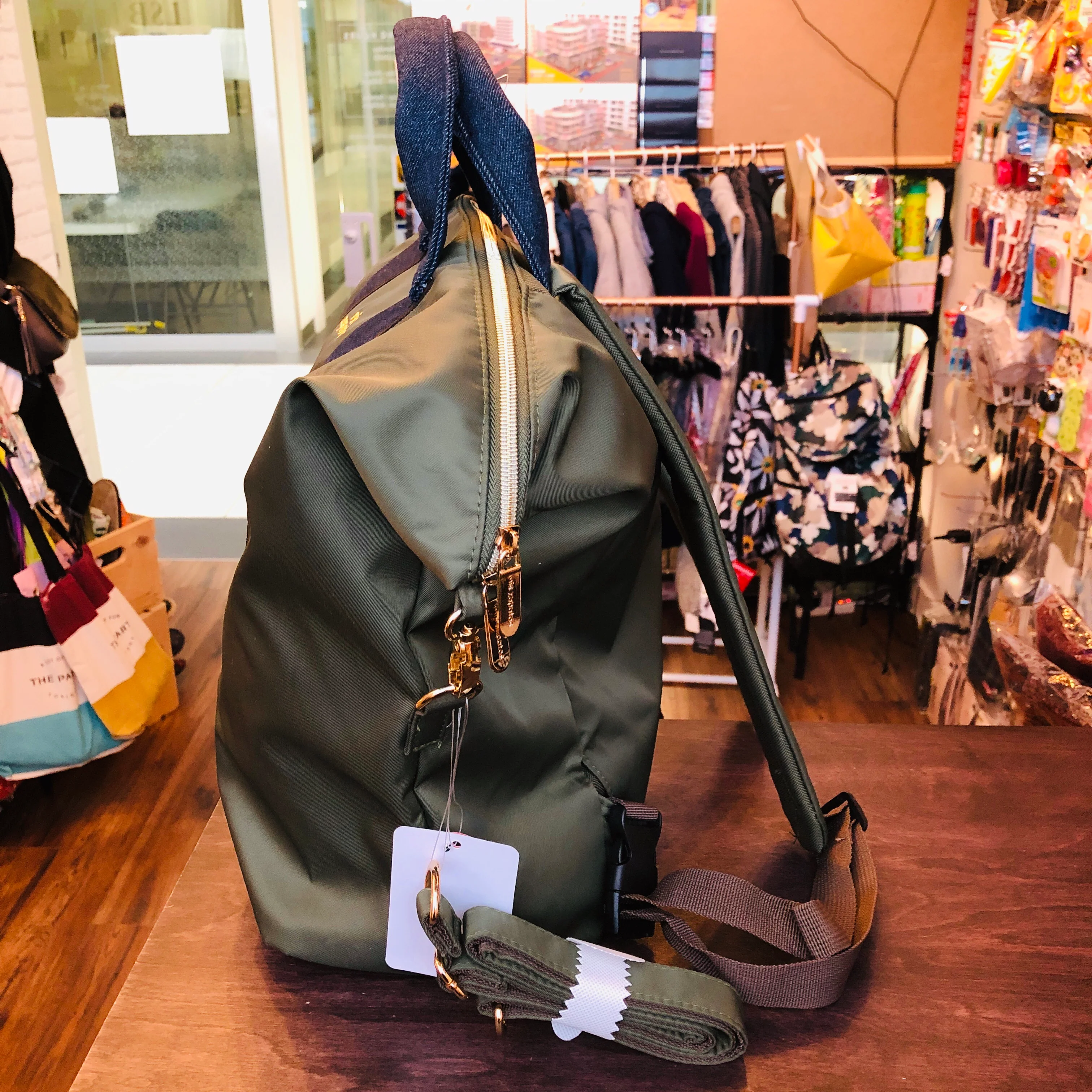 mis zapatos Nylon Skinny 3 Way Backpack - Khaki - Image 2