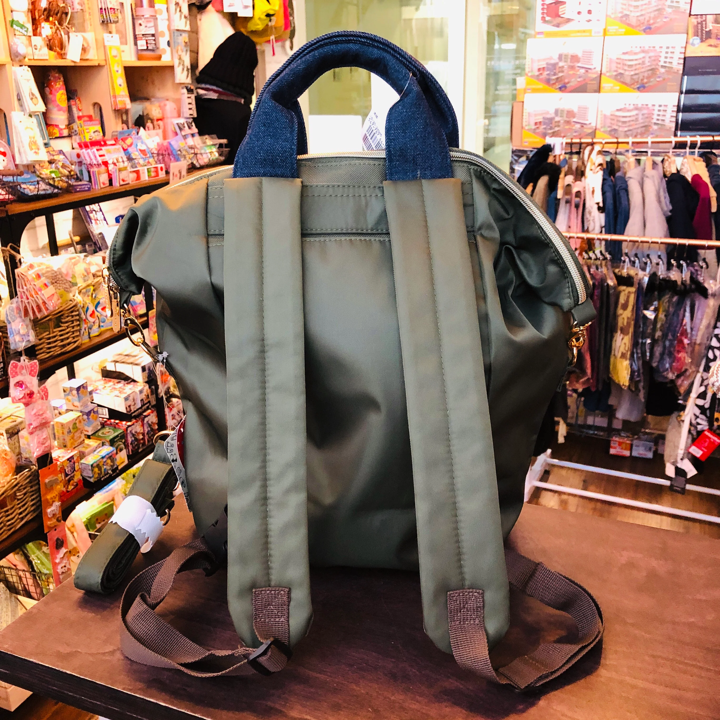 mis zapatos Nylon Skinny 3 Way Backpack - Khaki - Image 5