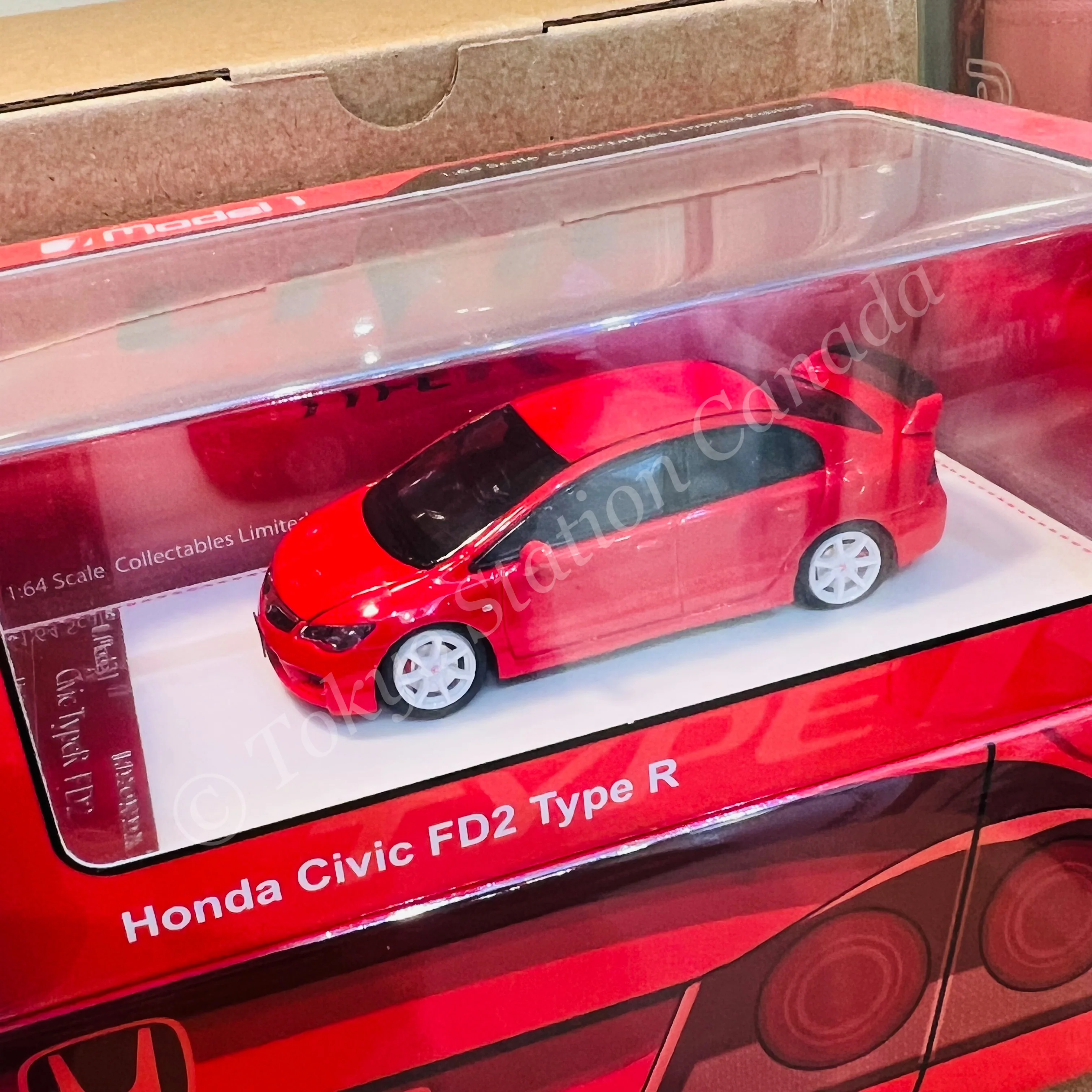 MODEL 1 1/64 Honda Civic Type R FD2 Red C33321 - Image 2