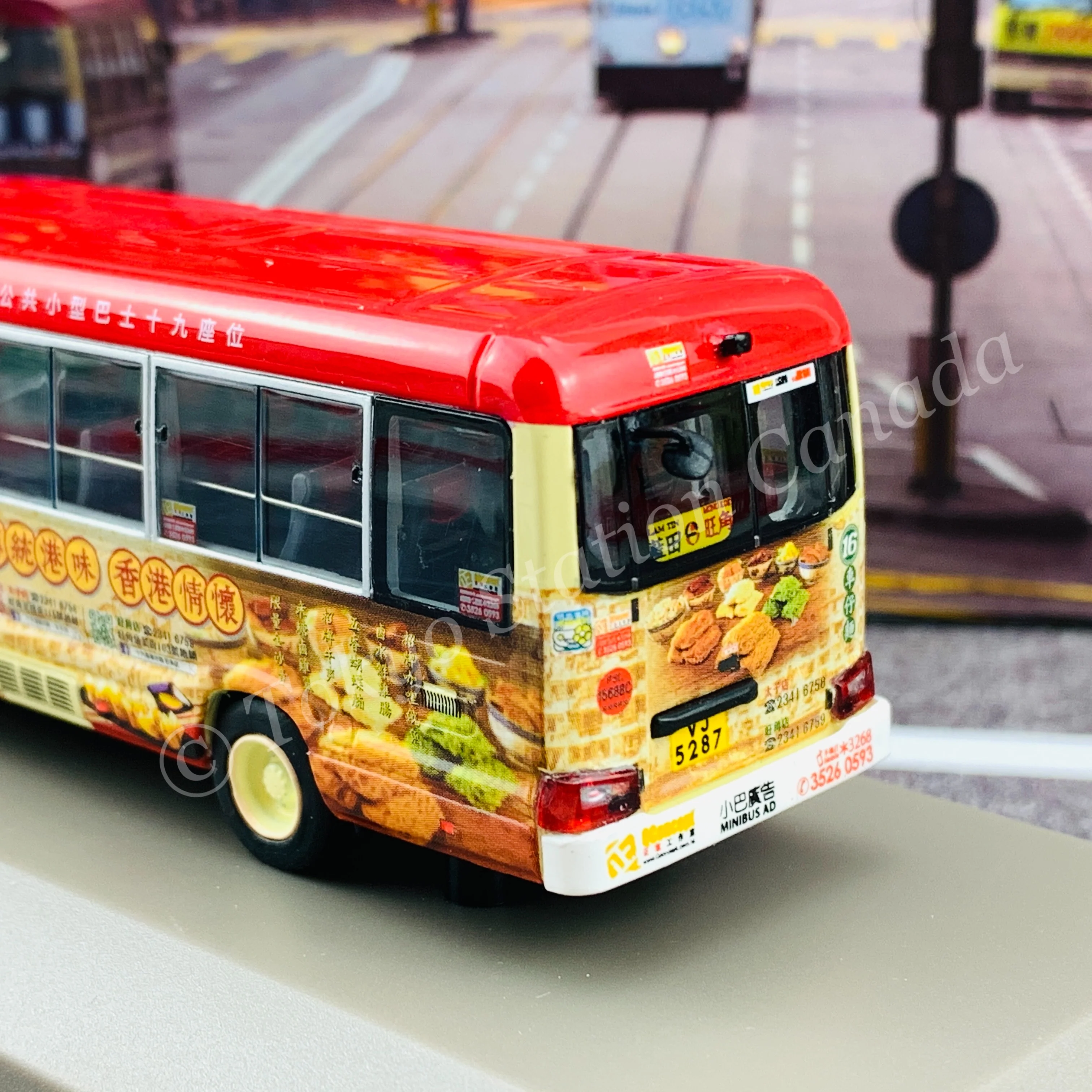 Model 1 1/76 Toyota Coaster Hong Kong Public Light Bus 19 Seats Block 16 Cart Noodle x QConcept VJ5287 Mong Kok #63816 - Image 5