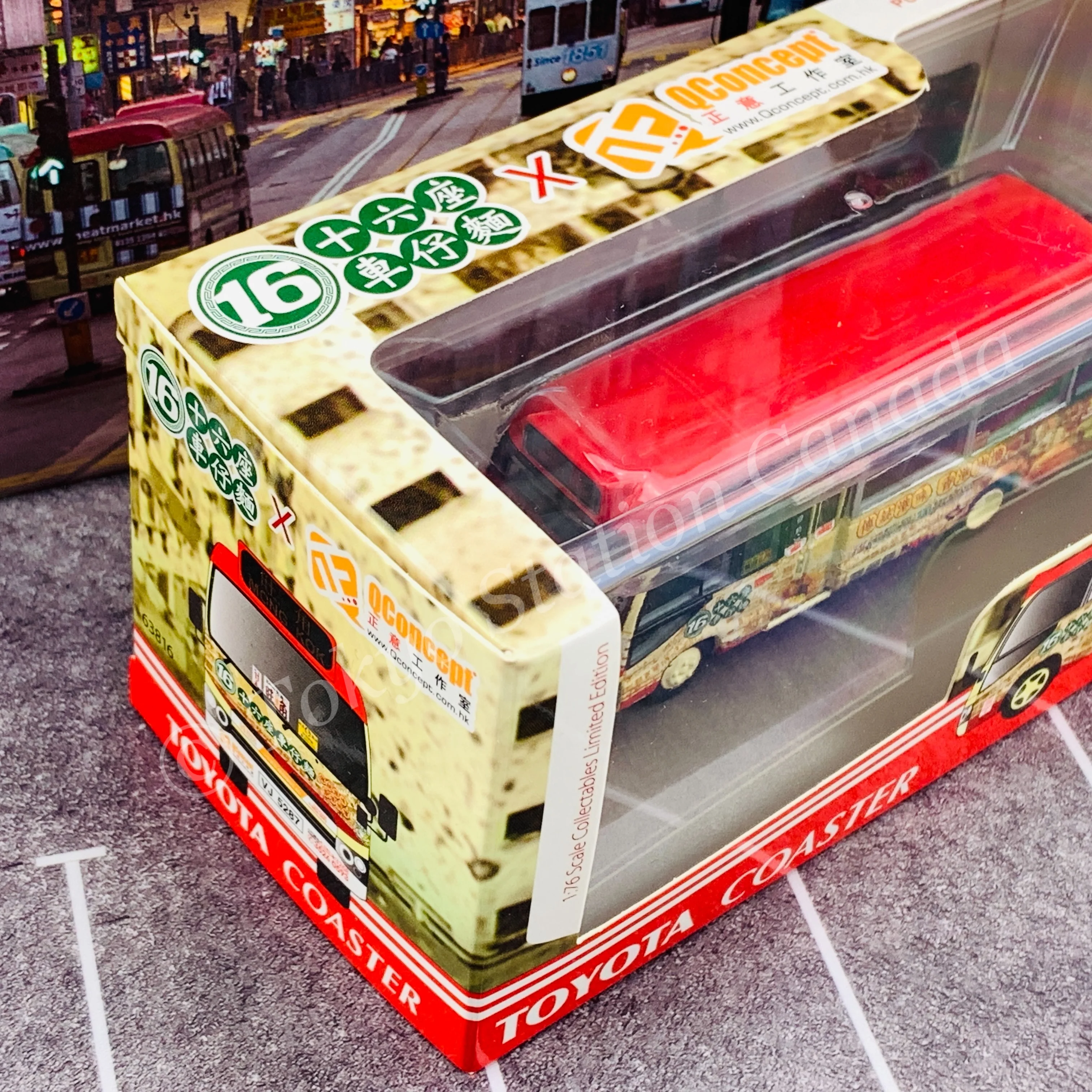 Model 1 1/76 Toyota Coaster Hong Kong Public Light Bus 19 Seats Block 16 Cart Noodle x QConcept VJ5287 Mong Kok #63816 - Image 7
