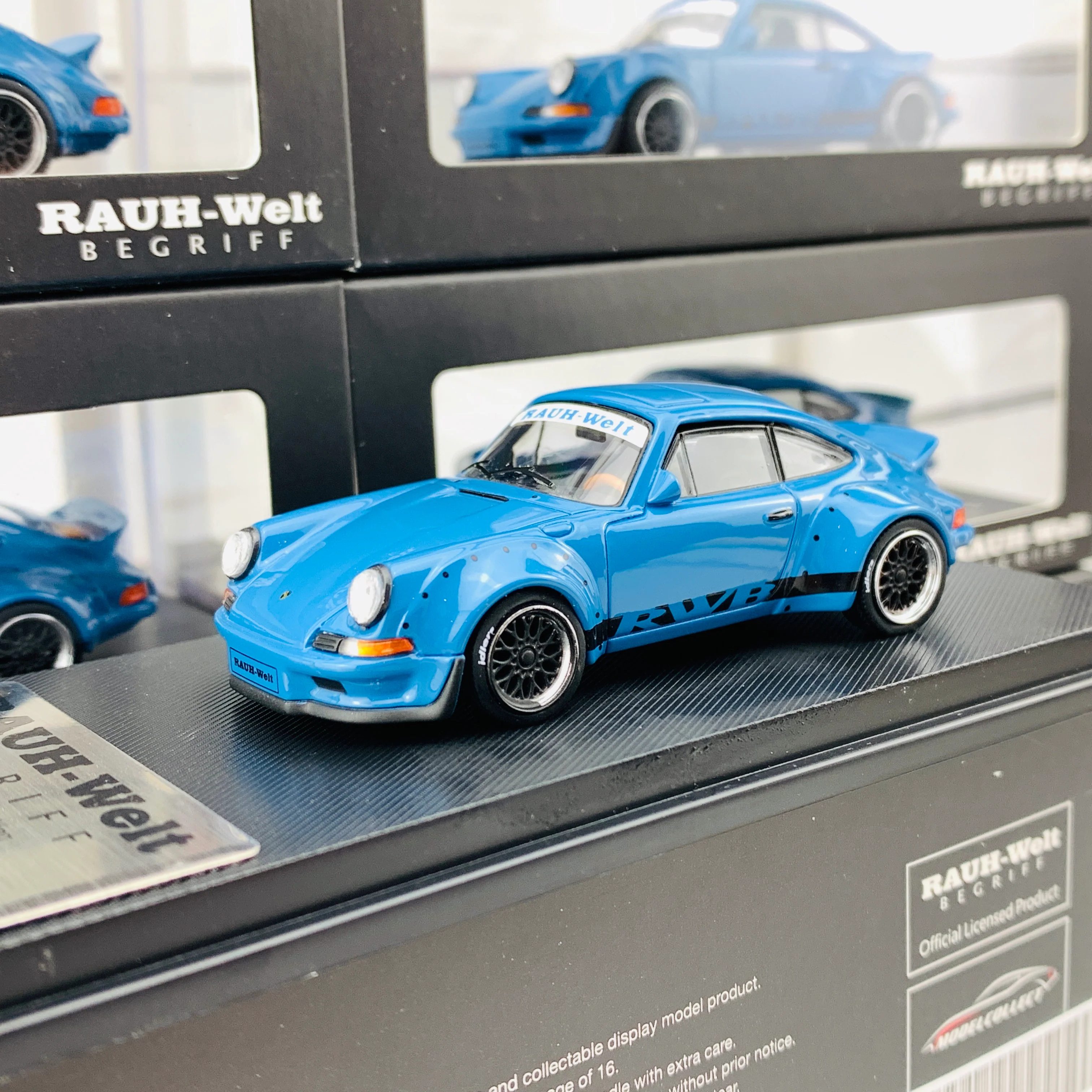 MODEL COLLECT 1/64 Porsche RWB 930 Ducktail Wing Blue MC640002B - Image 2