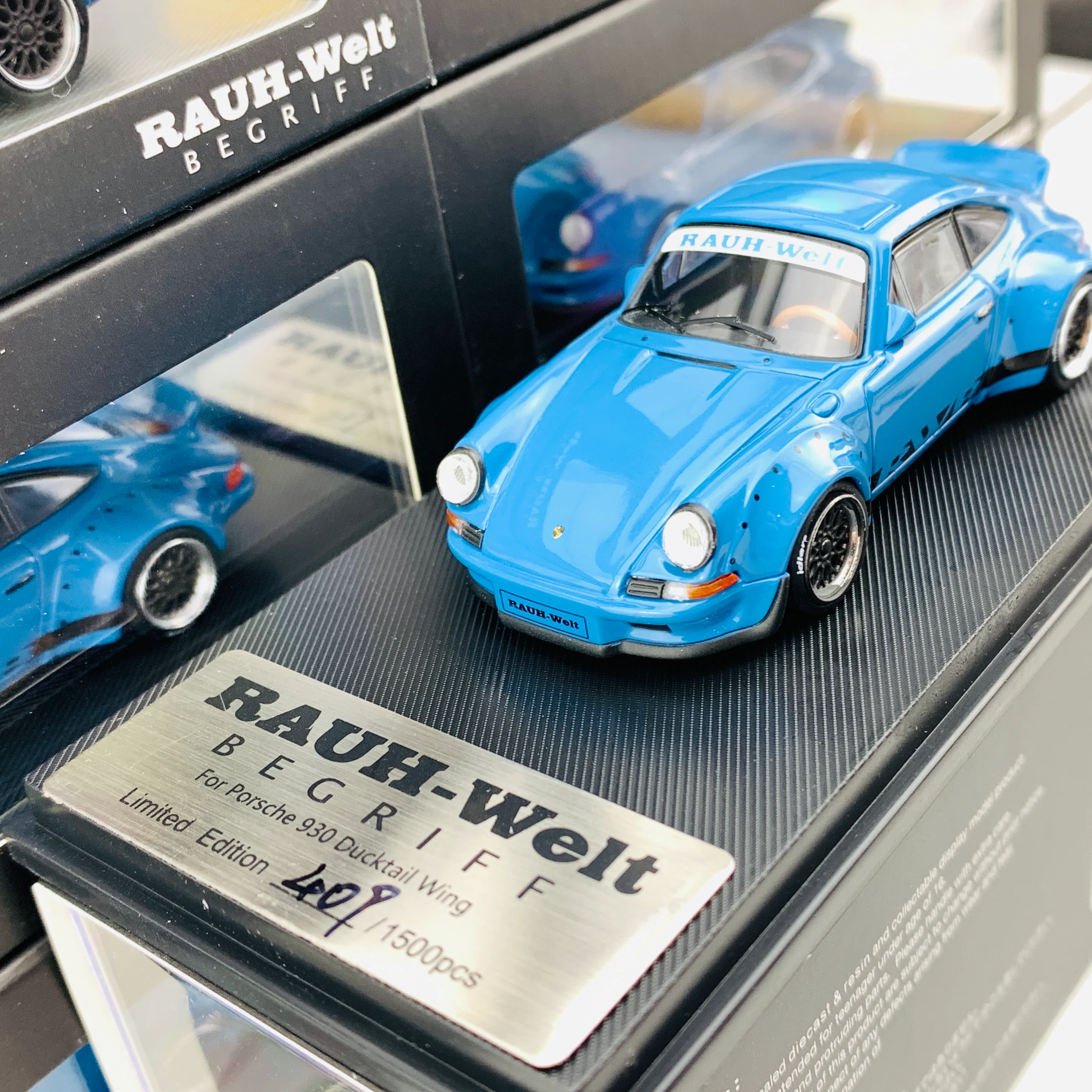MODEL COLLECT 1/64 Porsche RWB 930 Ducktail Wing Blue MC640002B - Image 3