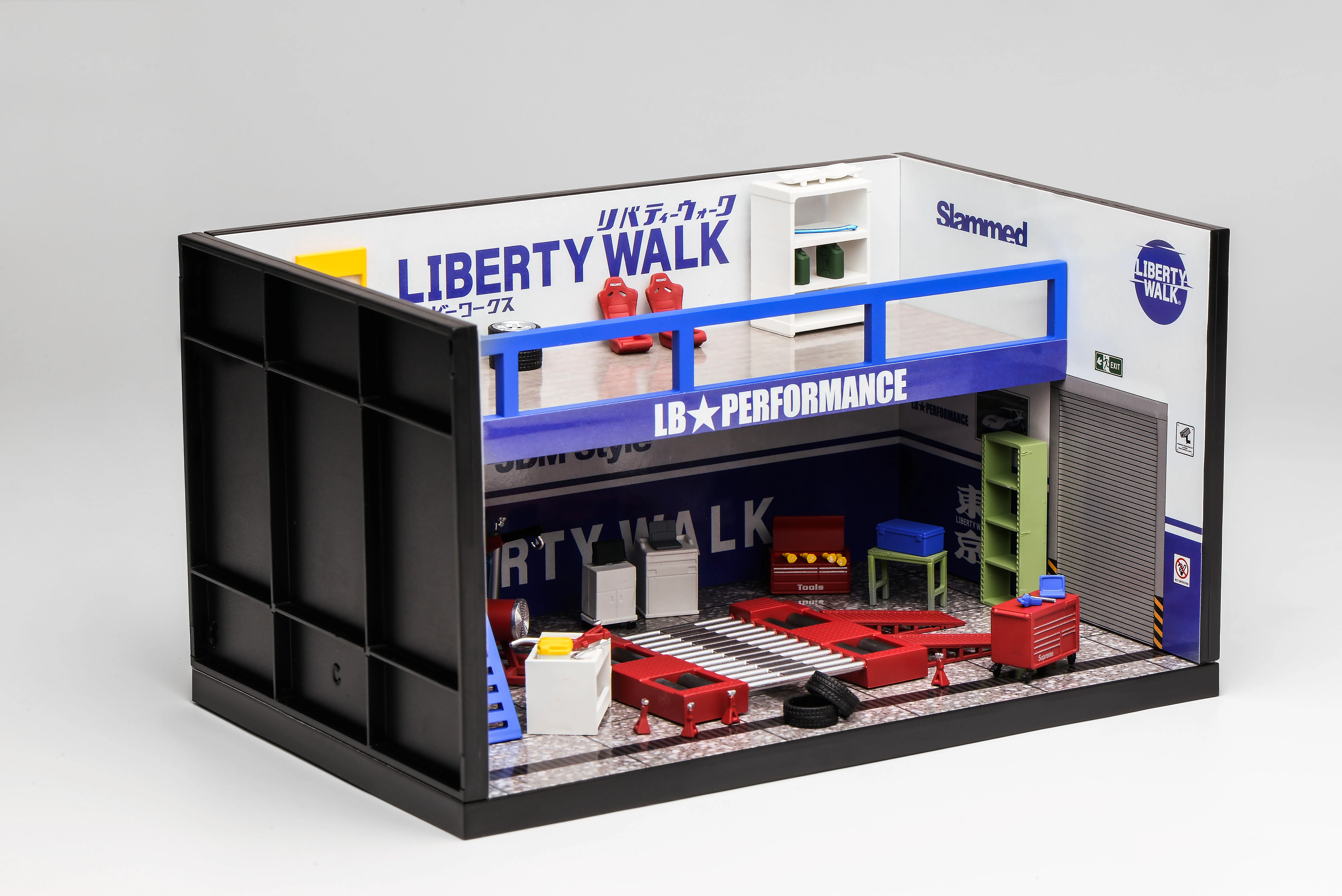 Motorhelix 1/64 LIBERTY WALK (Blue/White) Garage Diorama M90219 - Image 2
