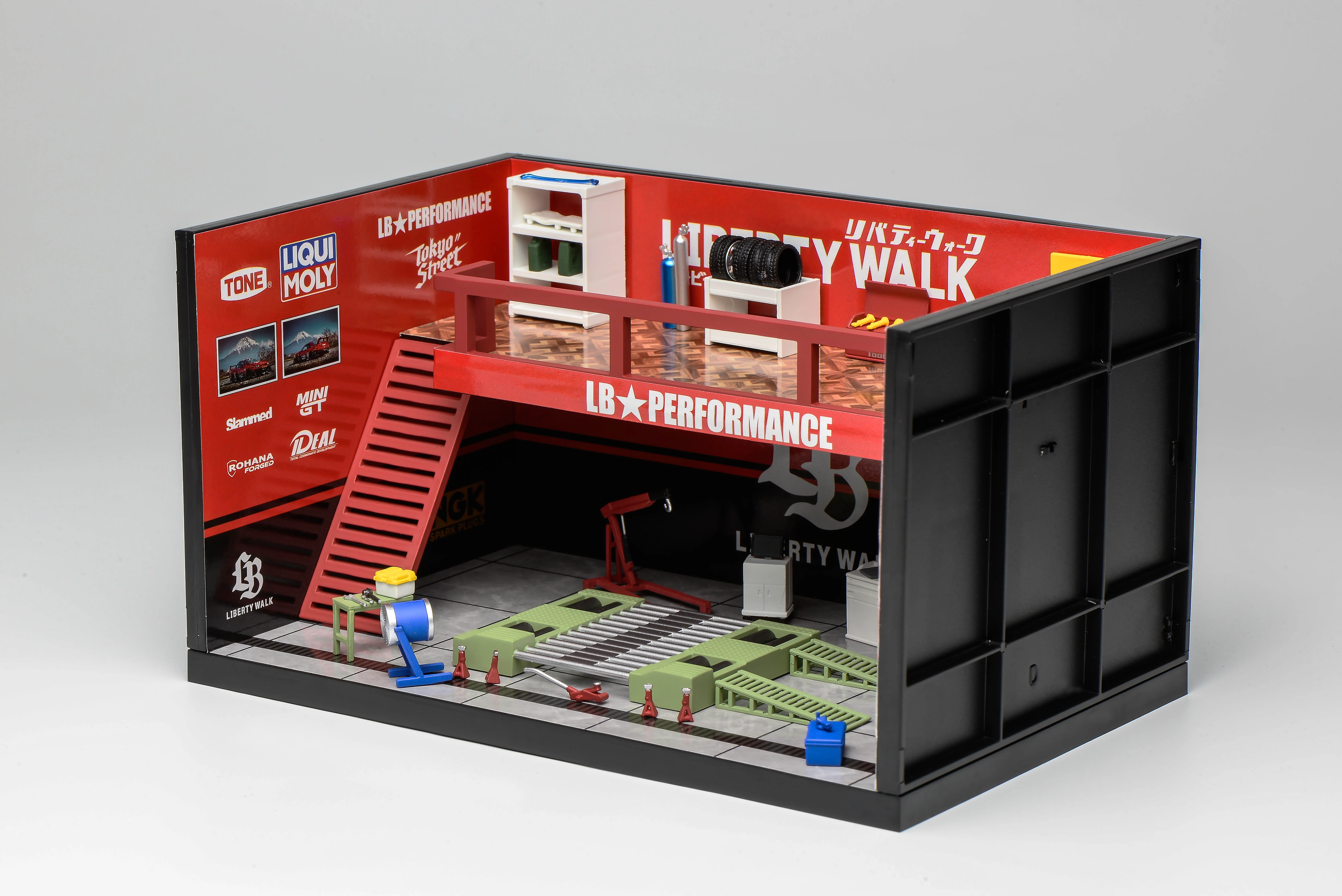 Motorhelix 1/64 LIBERTY WALK (Red/Black) Garage Diorama M90218 - Image 2