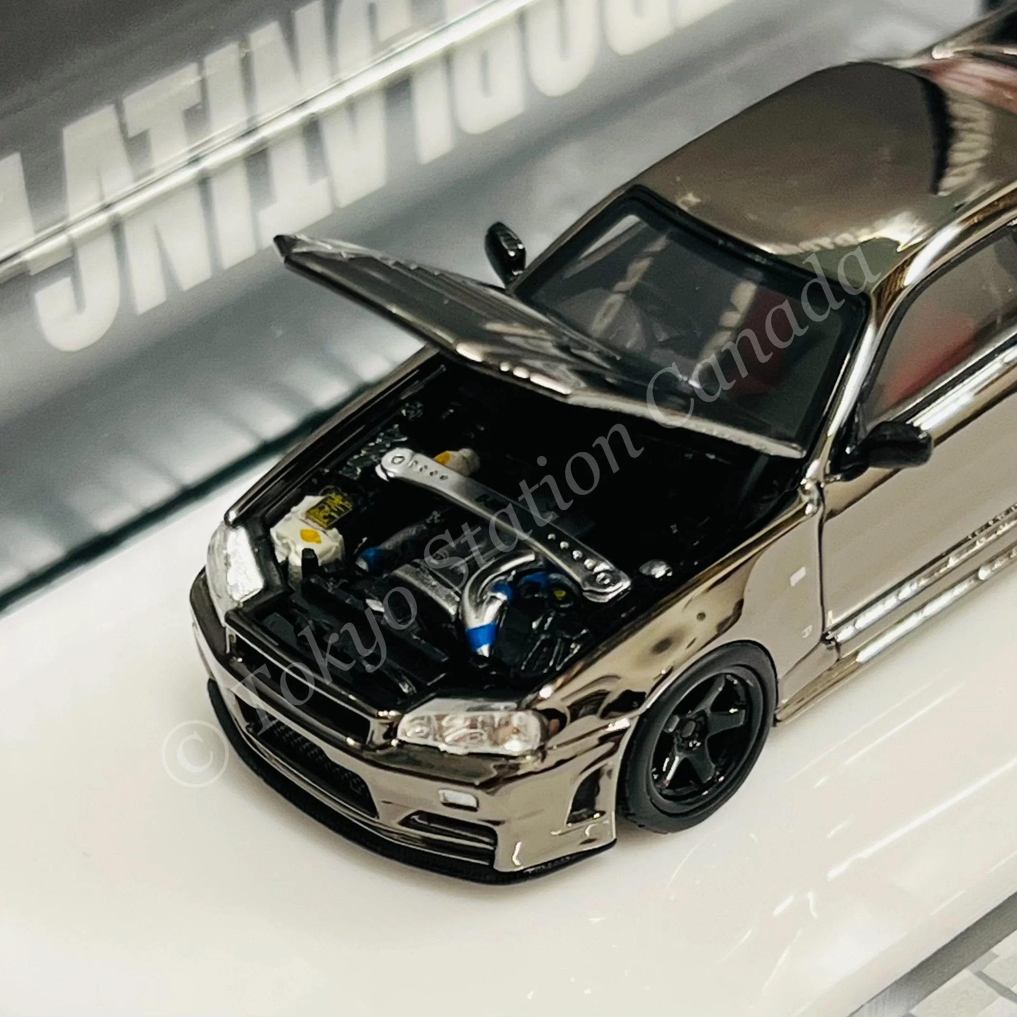 MOTORHELIX 64SENIOR 1/64 Customized Nissan Skyline GT-R R34 NISMO Electroplating Gun Grey HEC 2025 Exclusive Model M63415 - Image 2