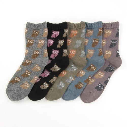 Owl Pattern Socks - Black - Image 2