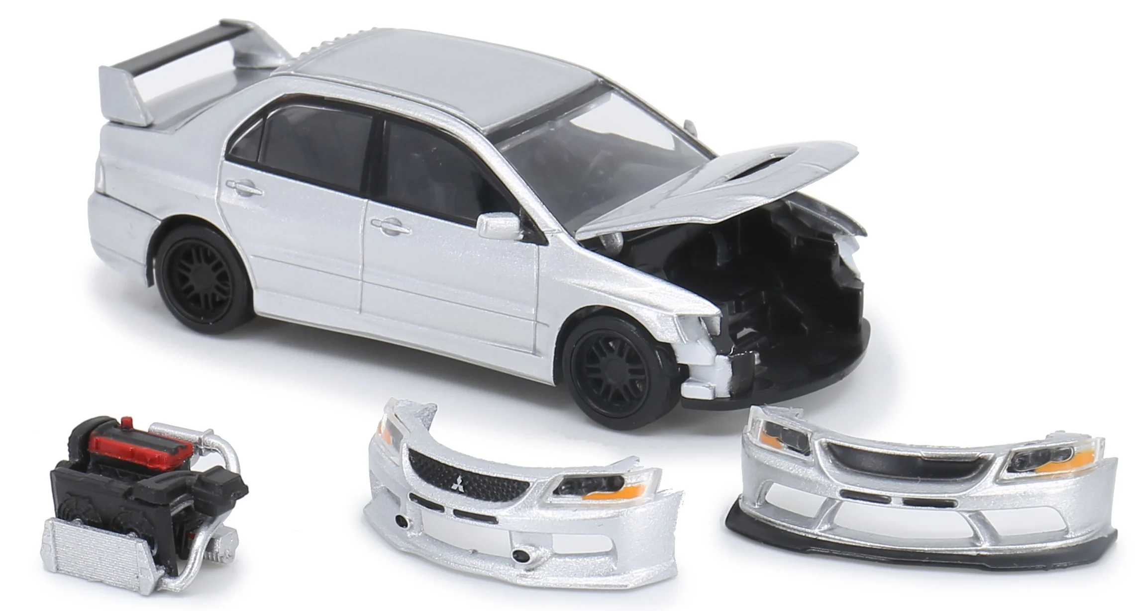 PEAKO 1/64 Mitsubishi 2006 Lancer Evolution IX Silver including a turntable display stand 63500 - Image 4