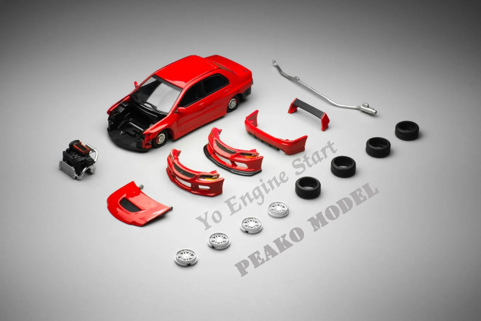 Peako64 1/64 Mitsubishi 2006 Lancer Evolution IX with 3D-Paper Car Park (RED) 63051 - Image 10