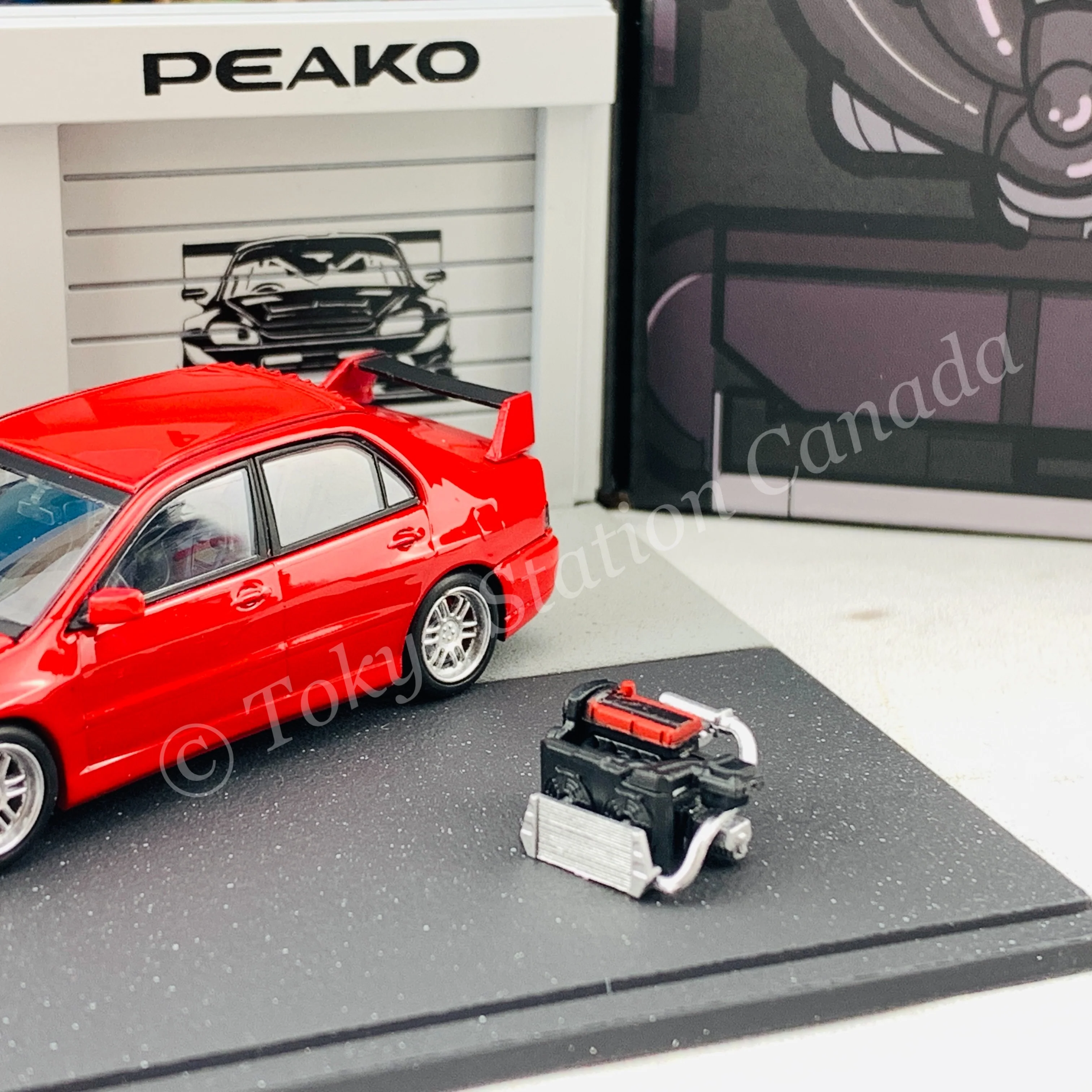 Peako64 1/64 Mitsubishi 2006 Lancer Evolution IX with 3D-Paper Car Park (RED) 63051 - Image 2