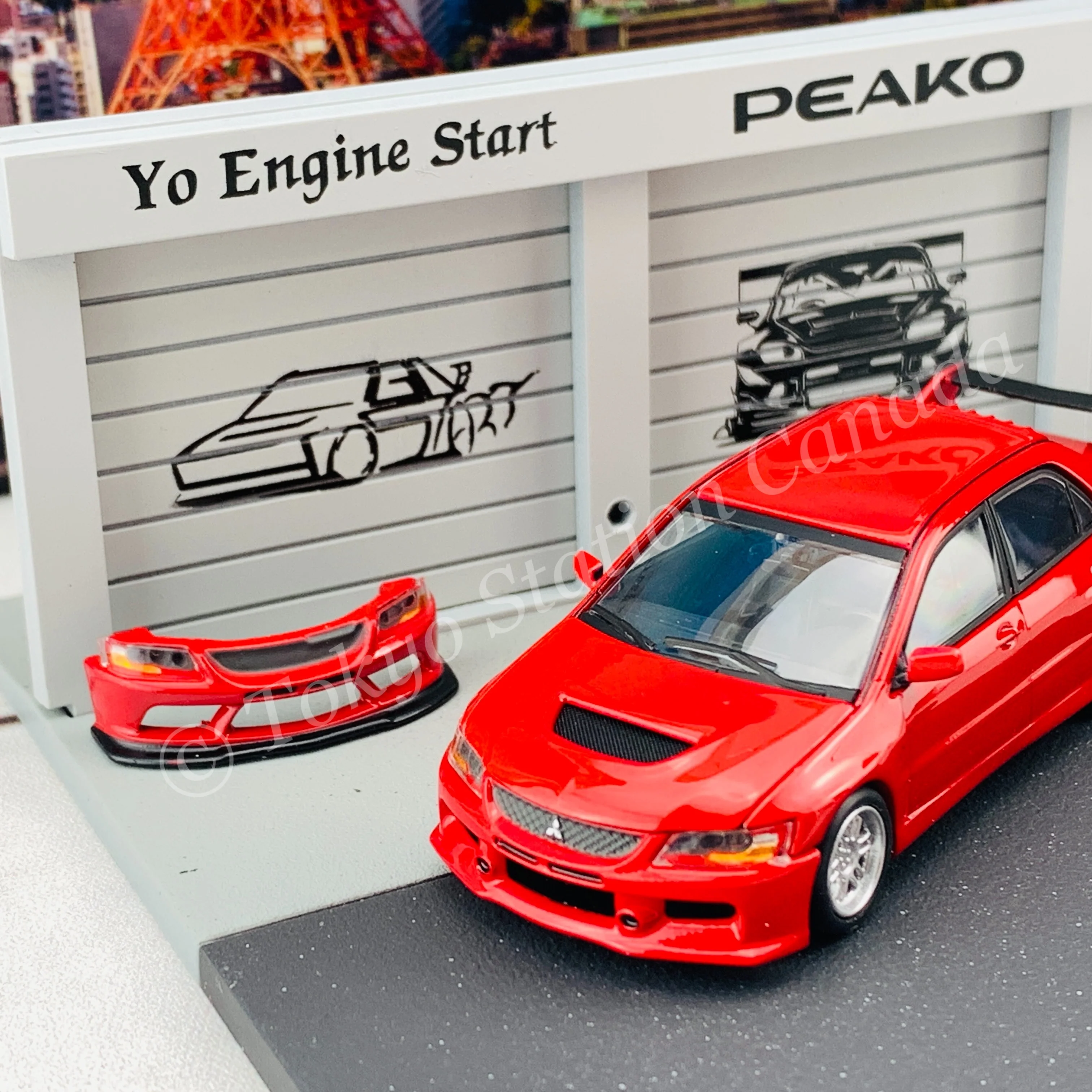 Peako64 1/64 Mitsubishi 2006 Lancer Evolution IX with 3D-Paper Car Park (RED) 63051 - Image 3