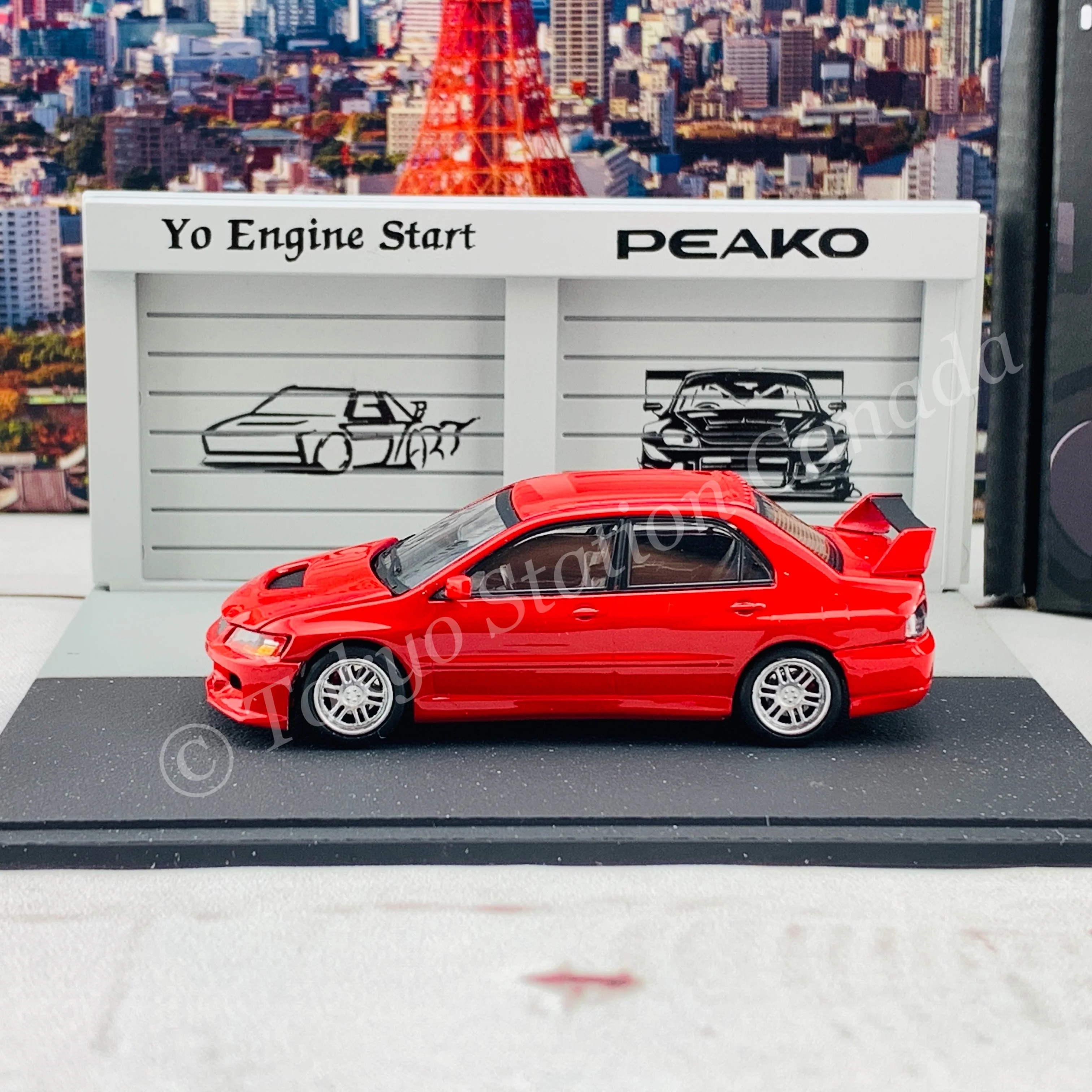 Peako64 1/64 Mitsubishi 2006 Lancer Evolution IX with 3D-Paper Car Park (RED) 63051 - Image 4