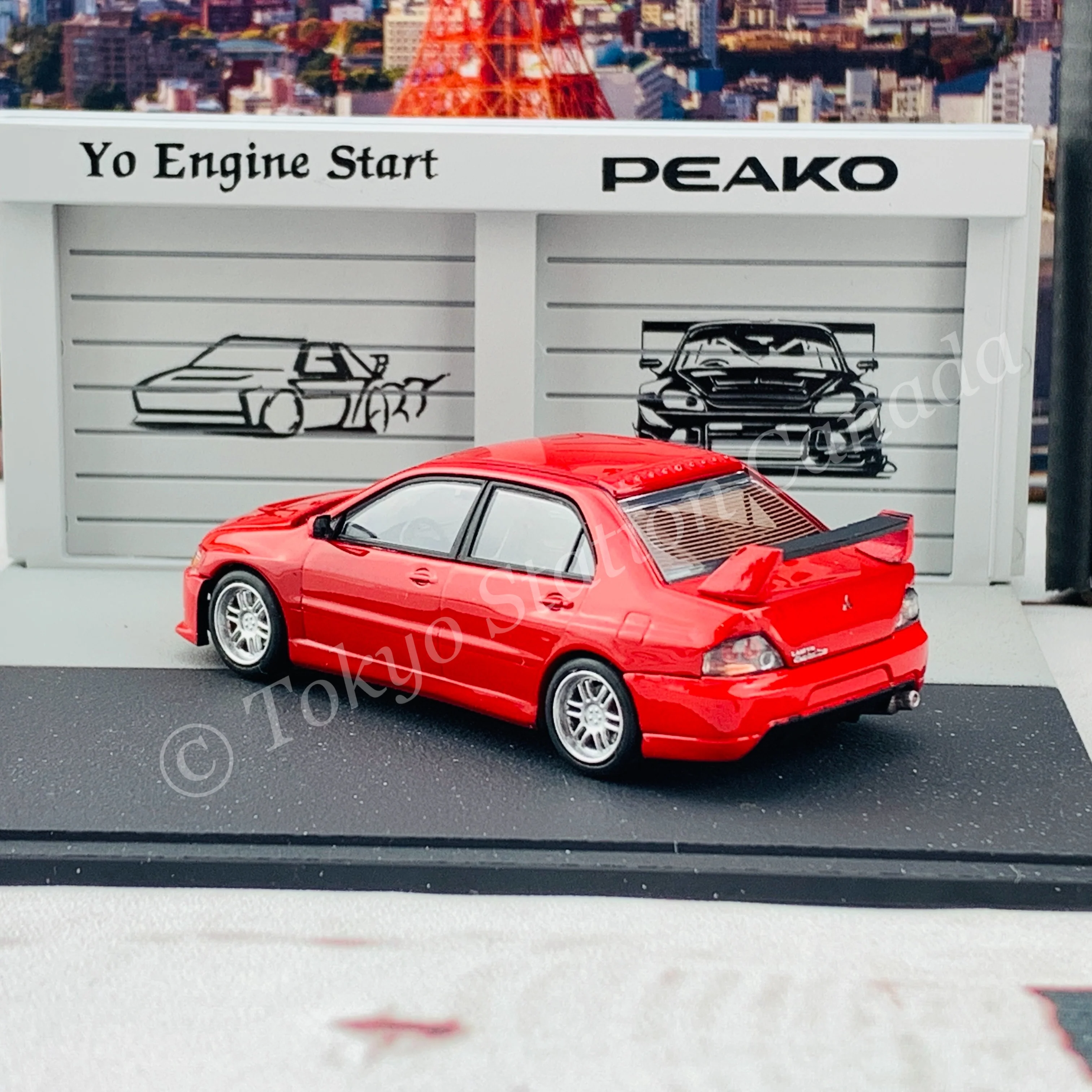 Peako64 1/64 Mitsubishi 2006 Lancer Evolution IX with 3D-Paper Car Park (RED) 63051 - Image 5