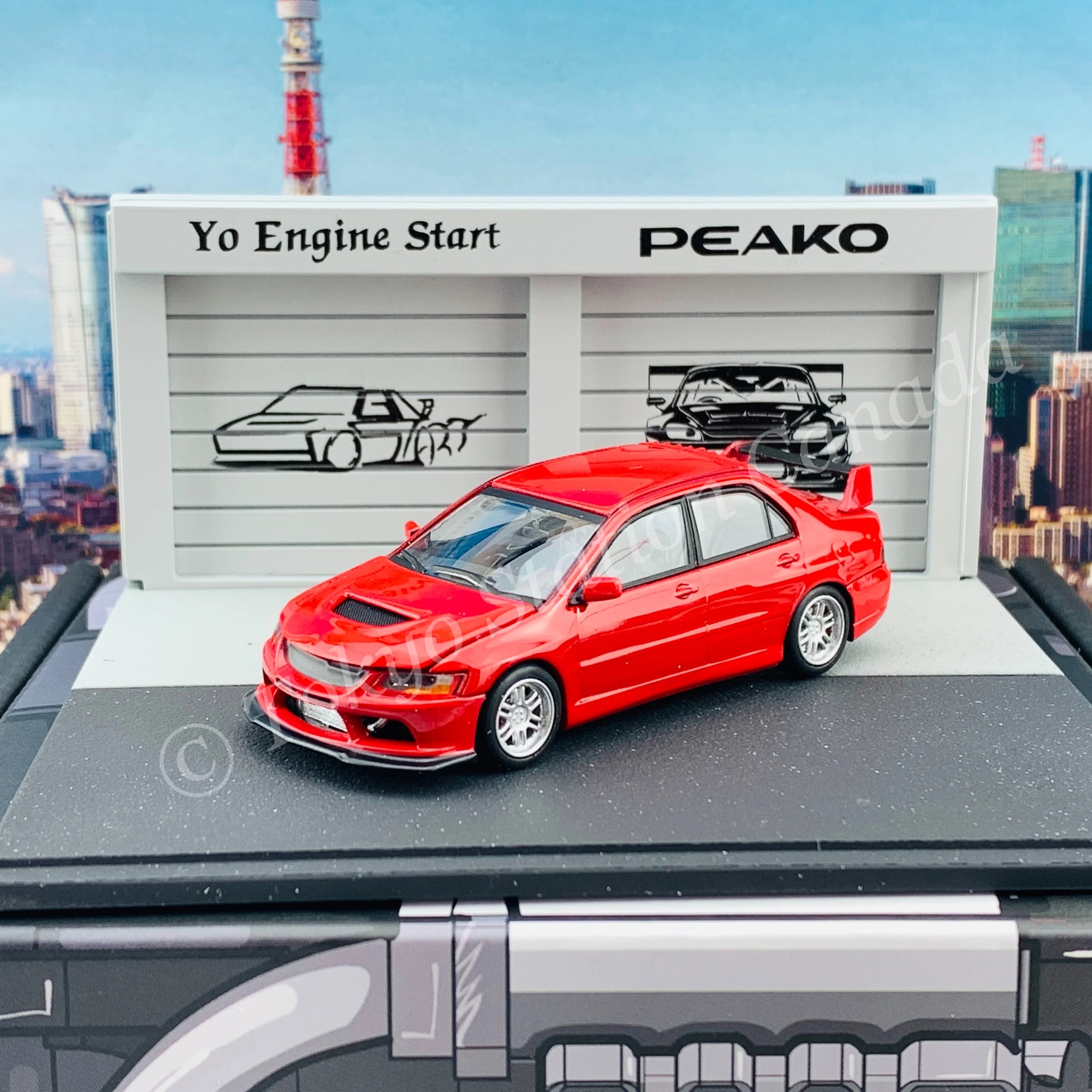Peako64 1/64 Mitsubishi 2006 Lancer Evolution IX with 3D-Paper Car Park (RED) 63051 - Image 6