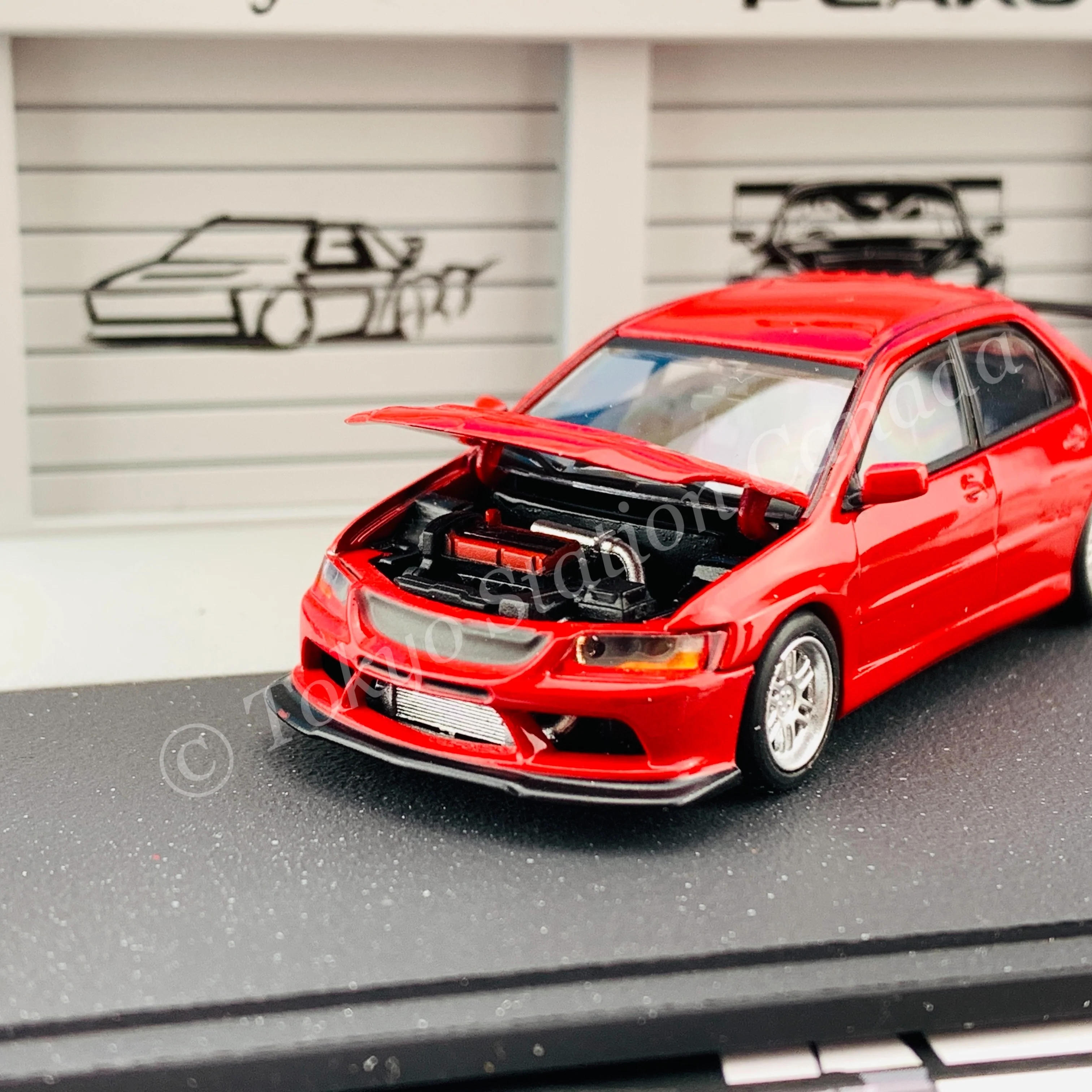 Peako64 1/64 Mitsubishi 2006 Lancer Evolution IX with 3D-Paper Car Park (RED) 63051 - Image 7