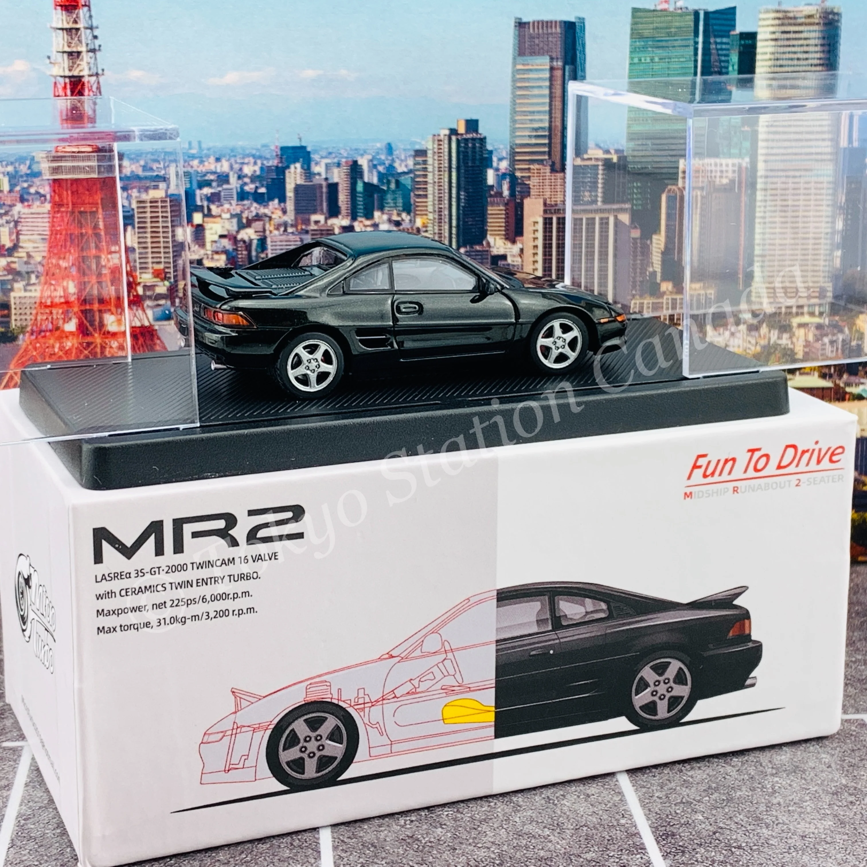 PEAKO64 1/64 Toyota MR2 SW20 1996 Black Color 62400 - Image 5