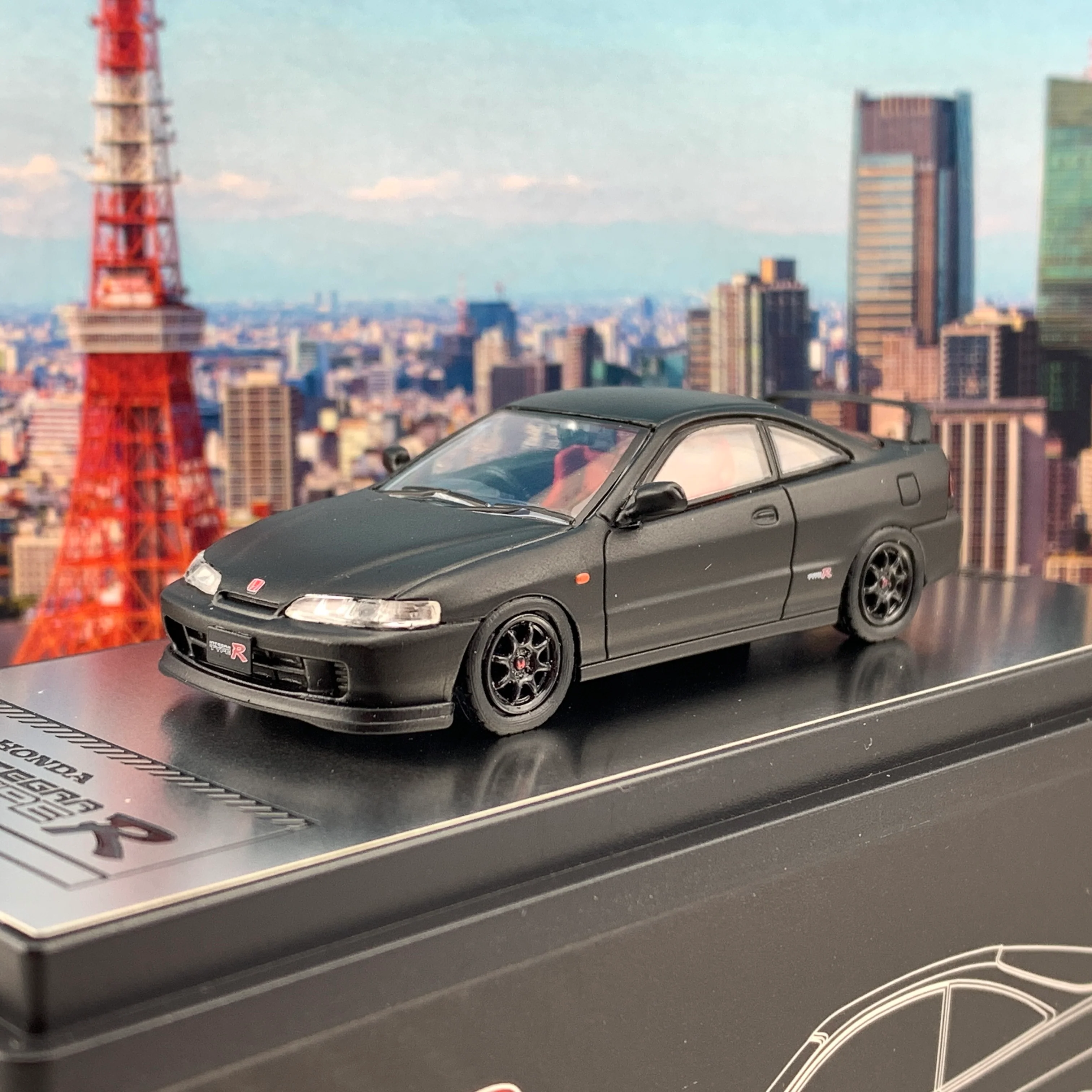 POP RACE x INNO 1/64 Honda Integra DC2 Type R Matt Black Edition PR64-DC-SB - Image 2