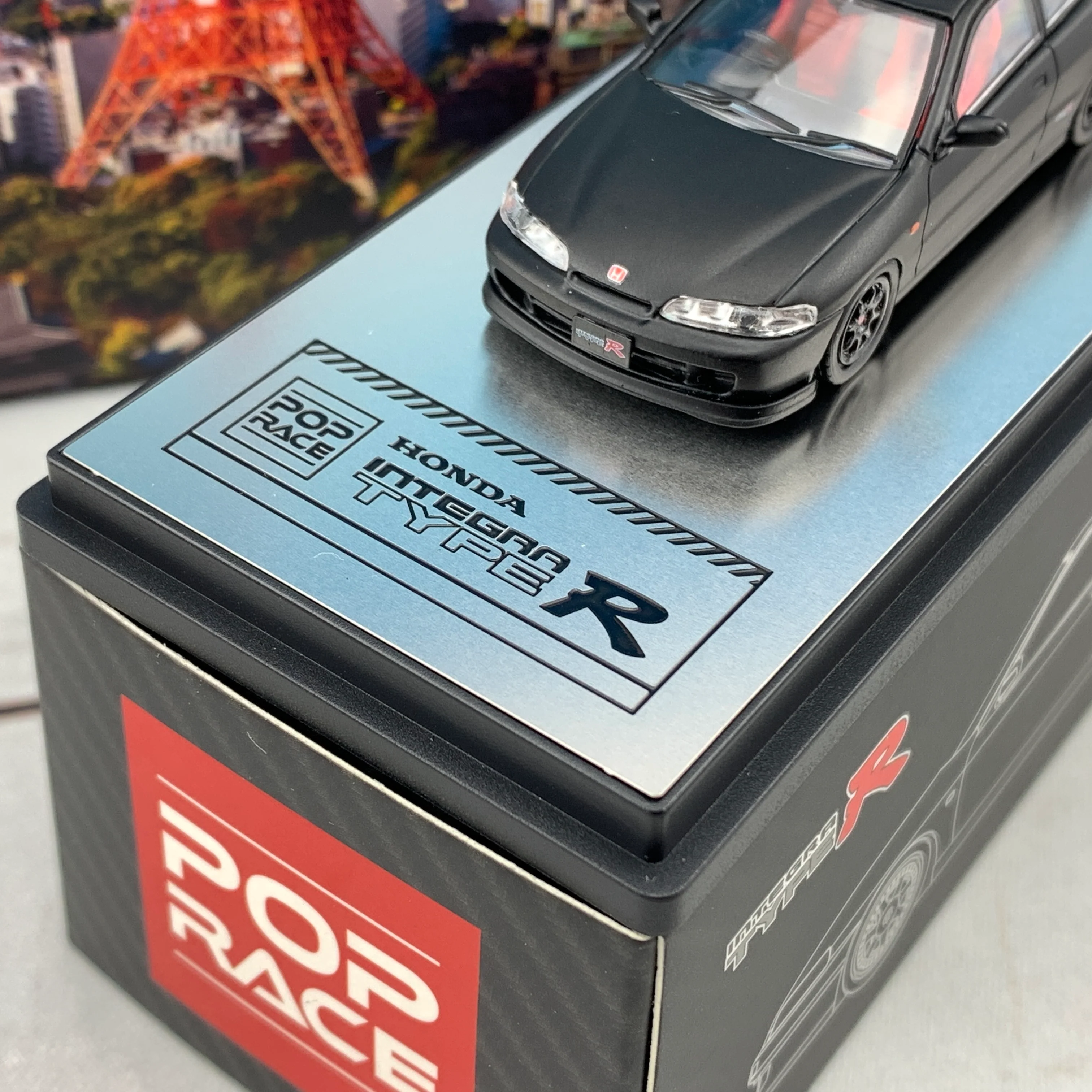 POP RACE x INNO 1/64 Honda Integra DC2 Type R Matt Black Edition PR64-DC-SB - Image 3