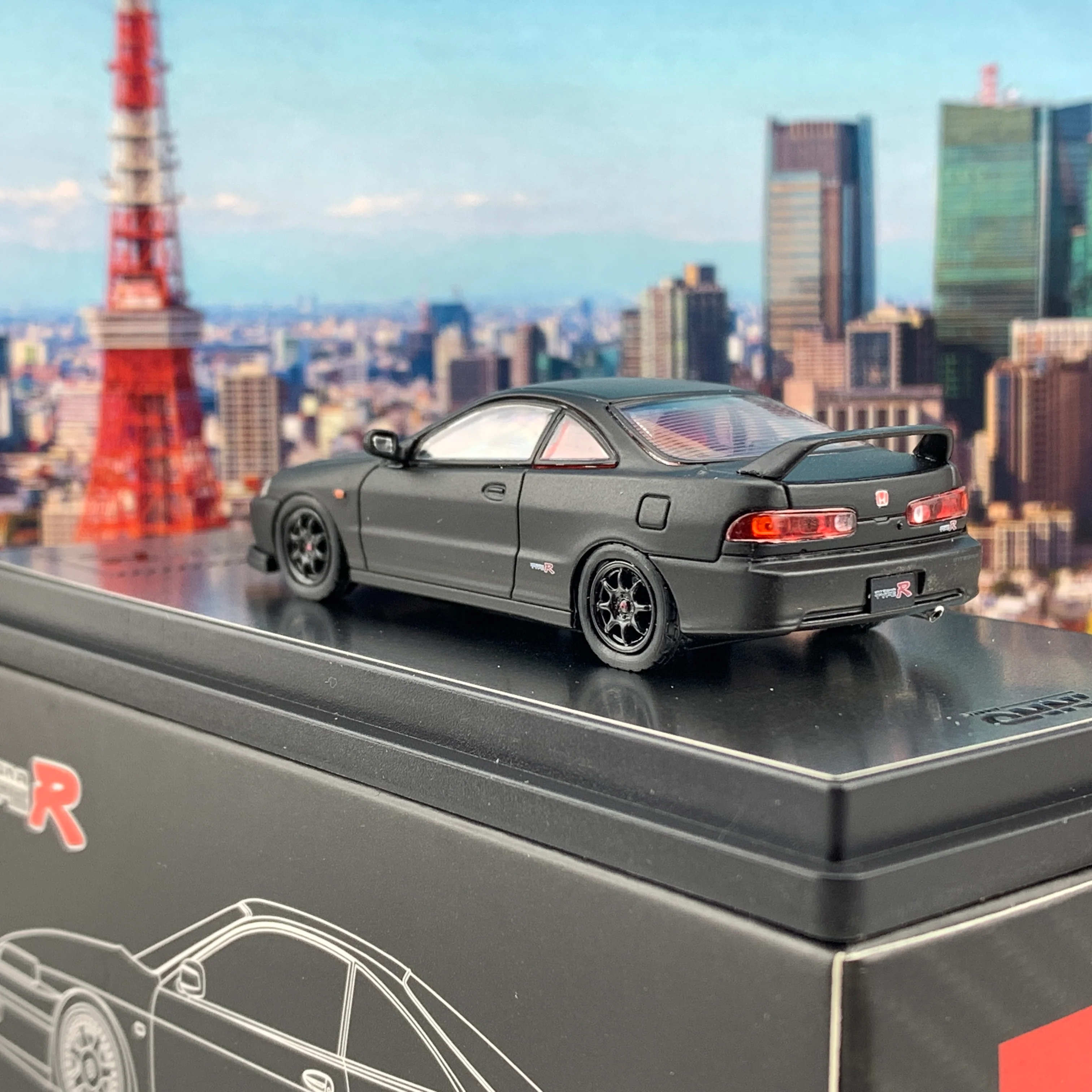 POP RACE x INNO 1/64 Honda Integra DC2 Type R Matt Black Edition PR64-DC-SB - Image 4