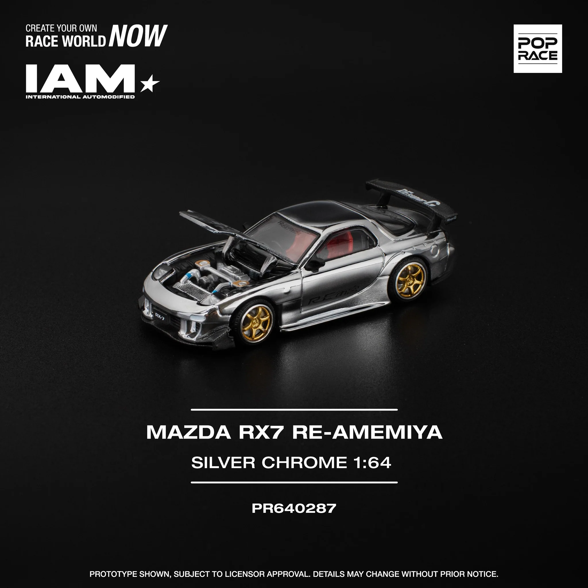POPRACE 1/64 IAM SURABAYA Event Model Set of 2 (Mazda RX7 RE-AMEMIYA Silver Chrome & PANDEM S13 Red Chrome) - Image 3