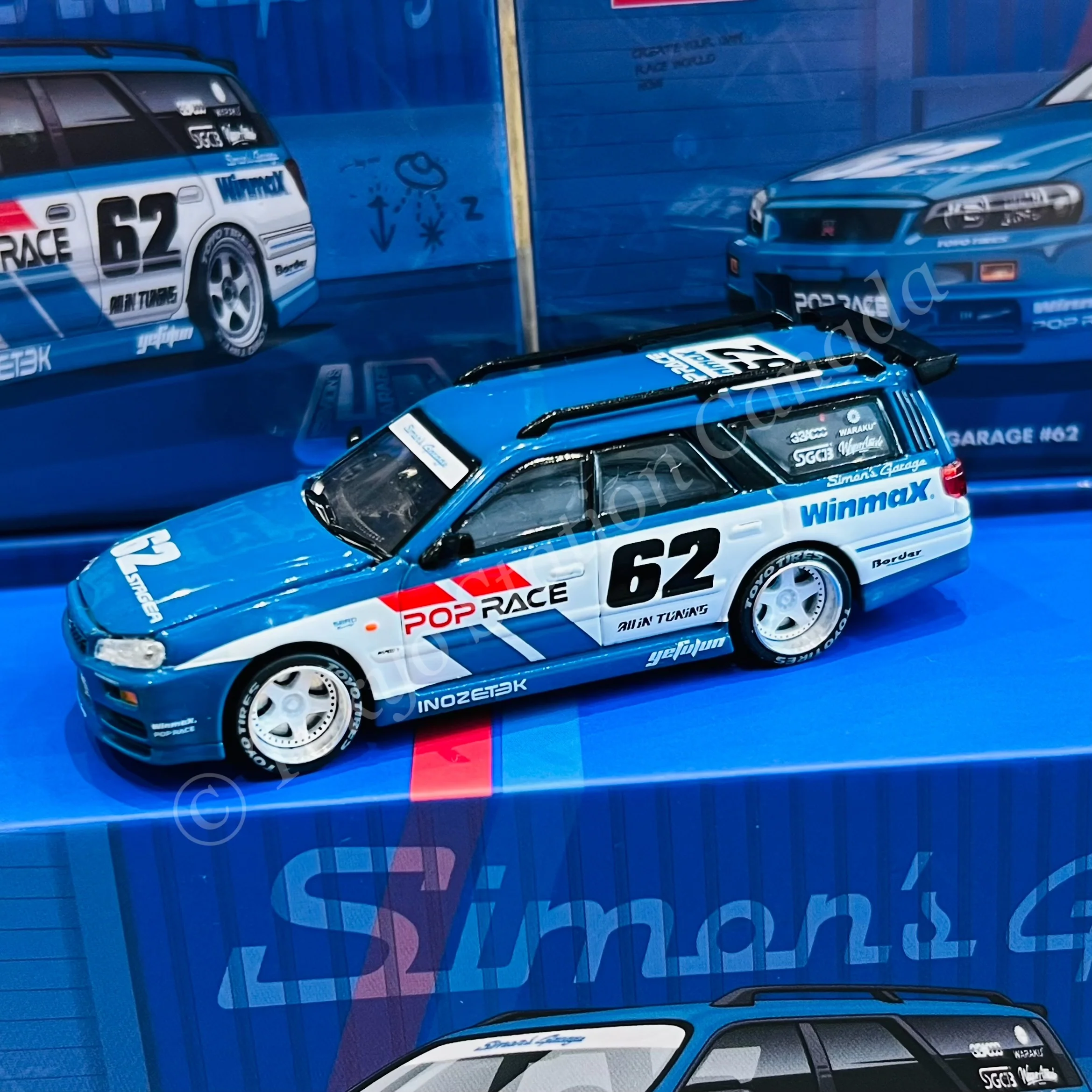 POPRACE 1/64 Nissan Stagea - Simon's Garage #62 Exclusive Model PR640171 - Image 3