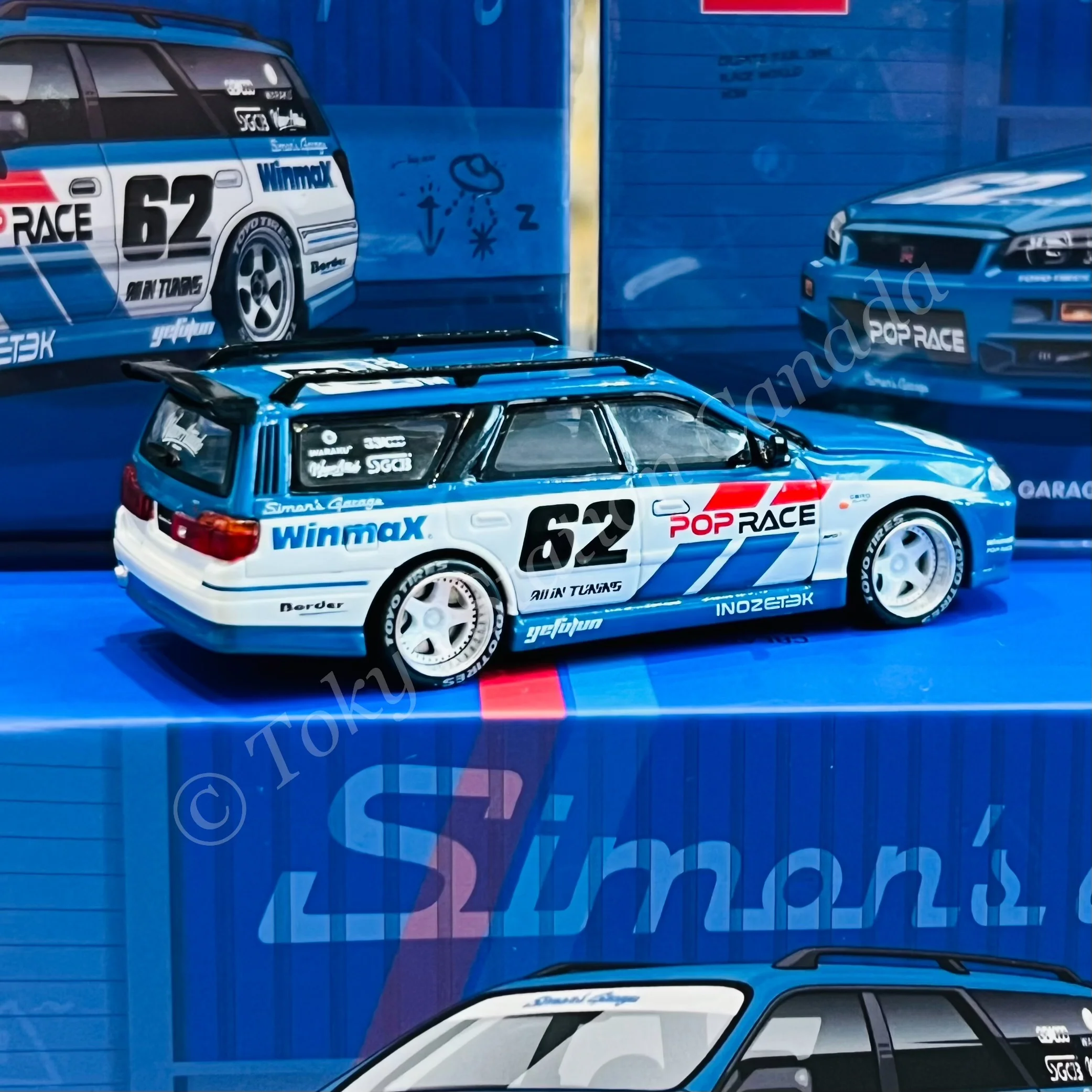 POPRACE 1/64 Nissan Stagea - Simon's Garage #62 Exclusive Model PR640171 - Image 4