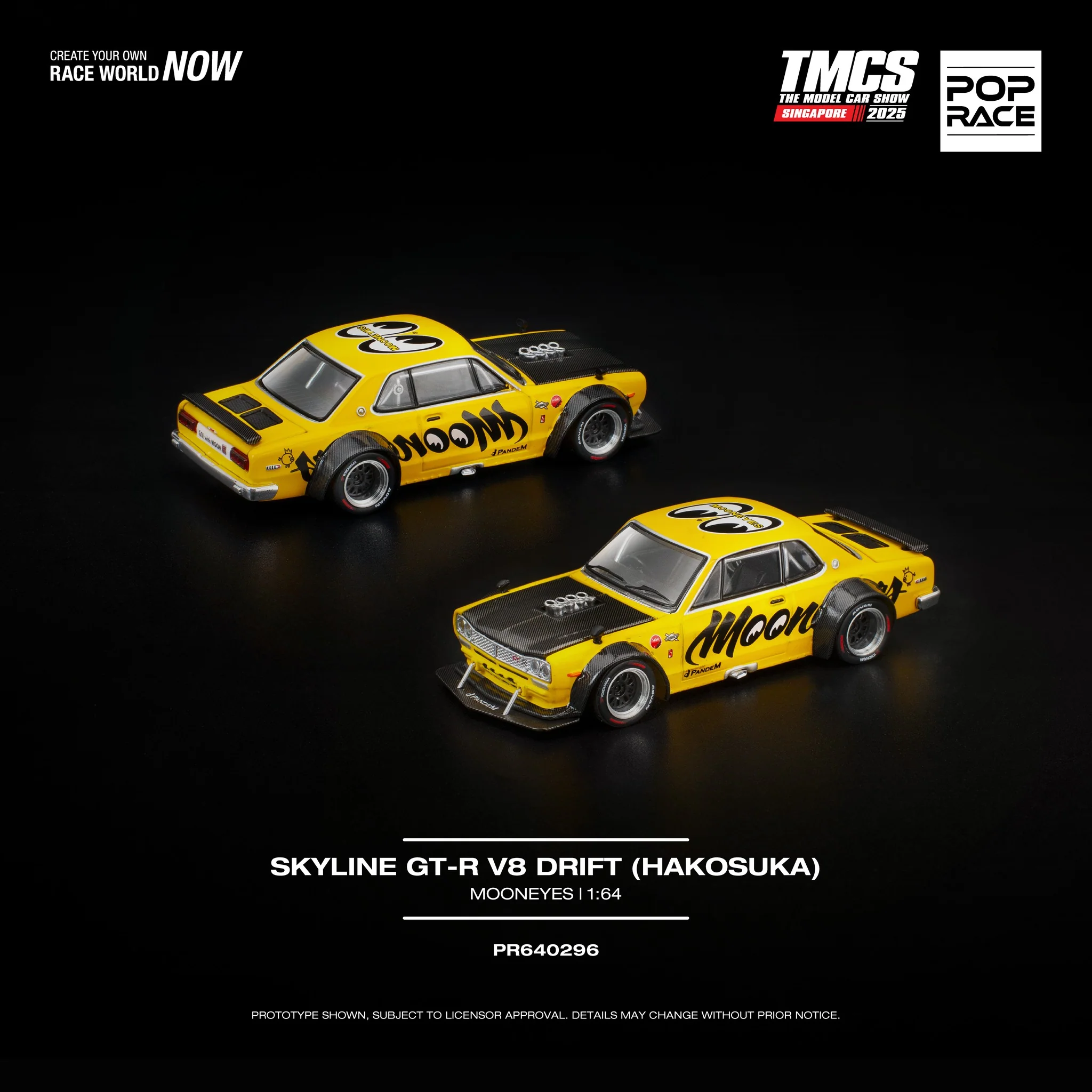 POPRACE 1/64 SKYLINE GT-R V8 DRIFT (HAKOSUKA) MOONEYES TMCS SINGAPORE SPECIAL EDITION ** CHASE CARS ARE RANDOMLY PACKED ** - Image 3