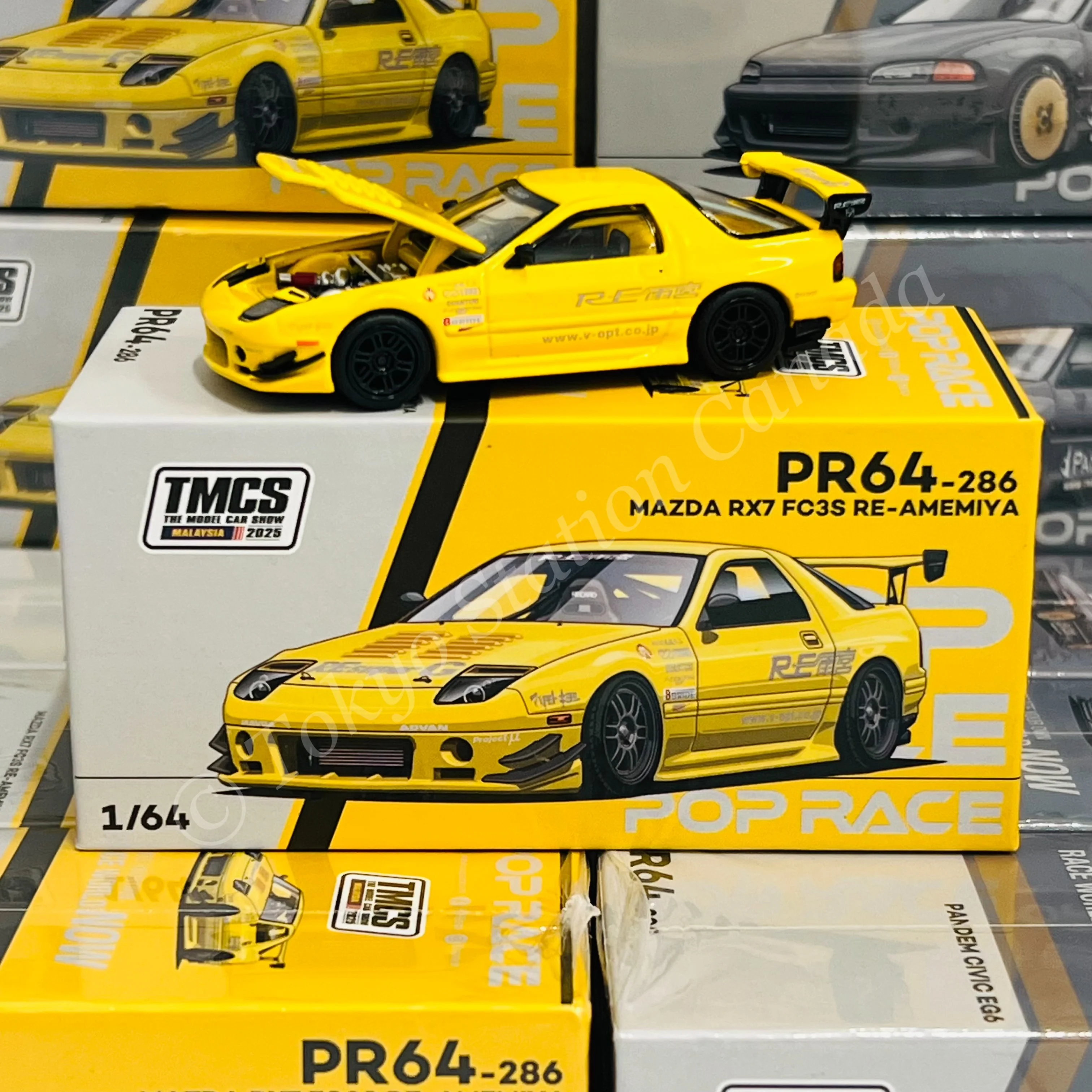 POPRACE 1/64 TMCS Malaysia 2025 Event Model Set of 2 (Mazda RX7 FC3S RE-AMEMIYA & PANDEM CIVIC EG6) - Image 2