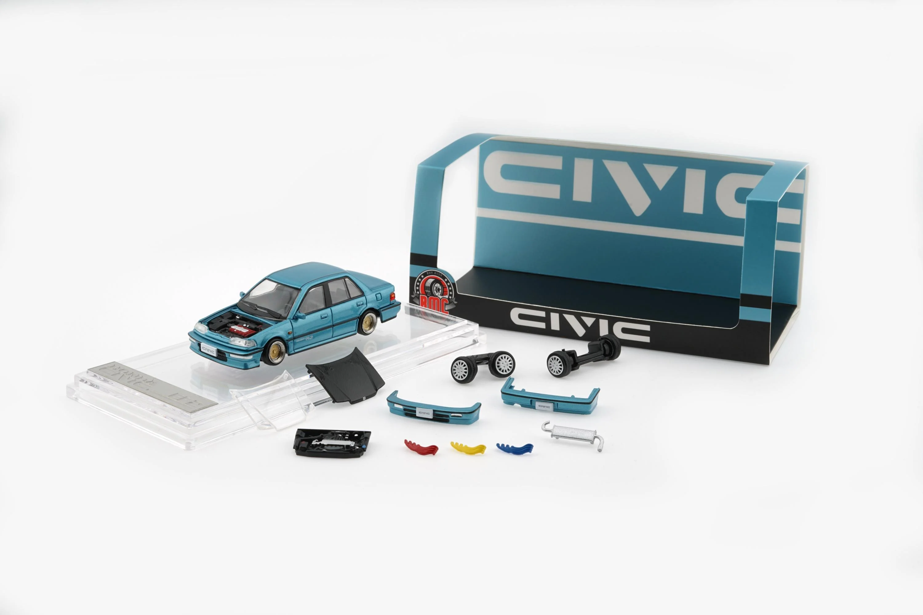 PREORDER BM Creations 1/64 HONDA CIVIC EF2 1991 - Custom Blue with Black Bonnet LHD 64B0472 (Approx. release in Q3 2026 and subject to the manufacturer's final decision) - Image 2
