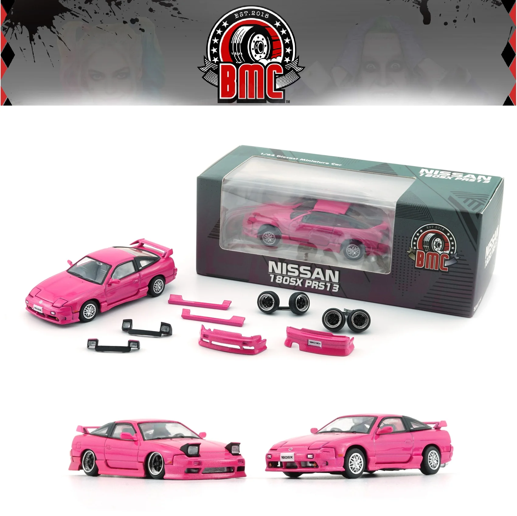 BM Creations 1/64 Nissan 180SX - Metallic Pink RHD 64B0307