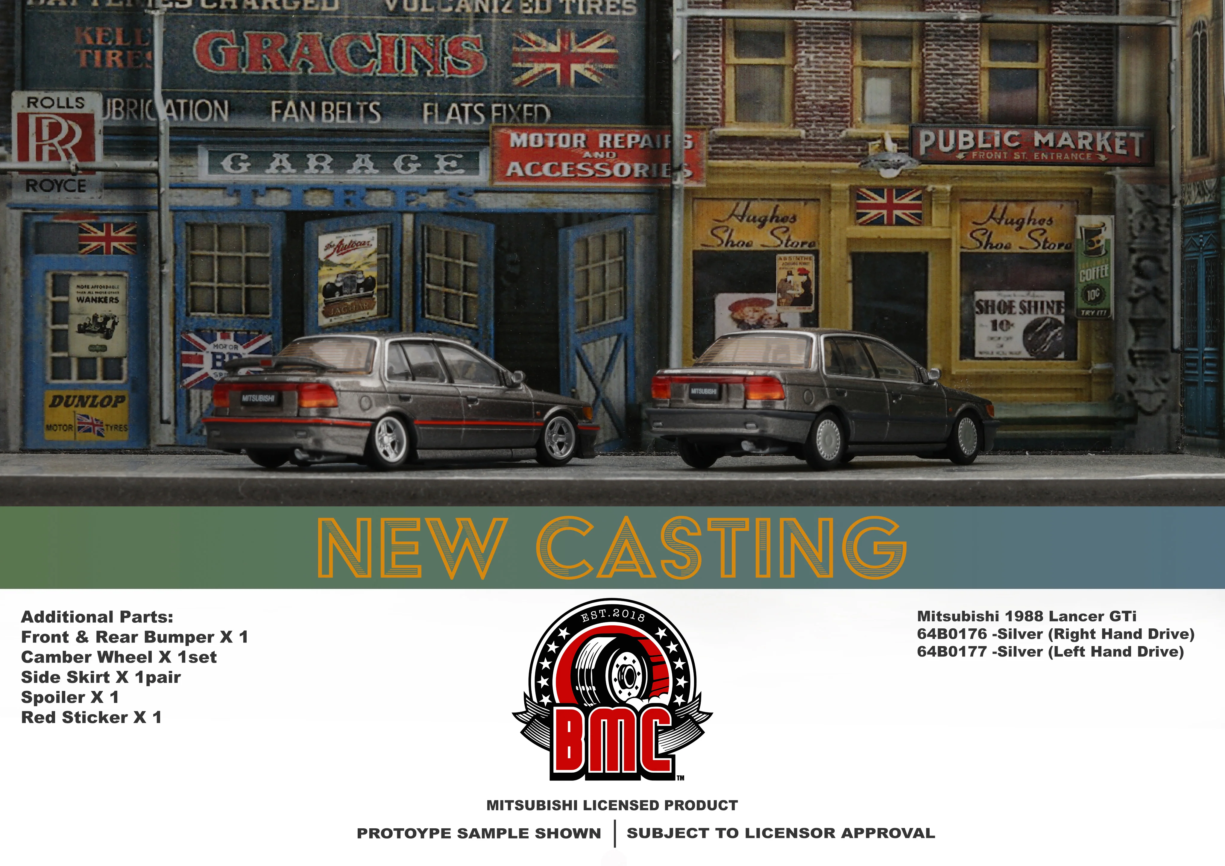 BM CREATIONS JUNIOR 1/64 Mitsubishi 1988 Lancer GTi Silver LHD 64B0177 - Image 2