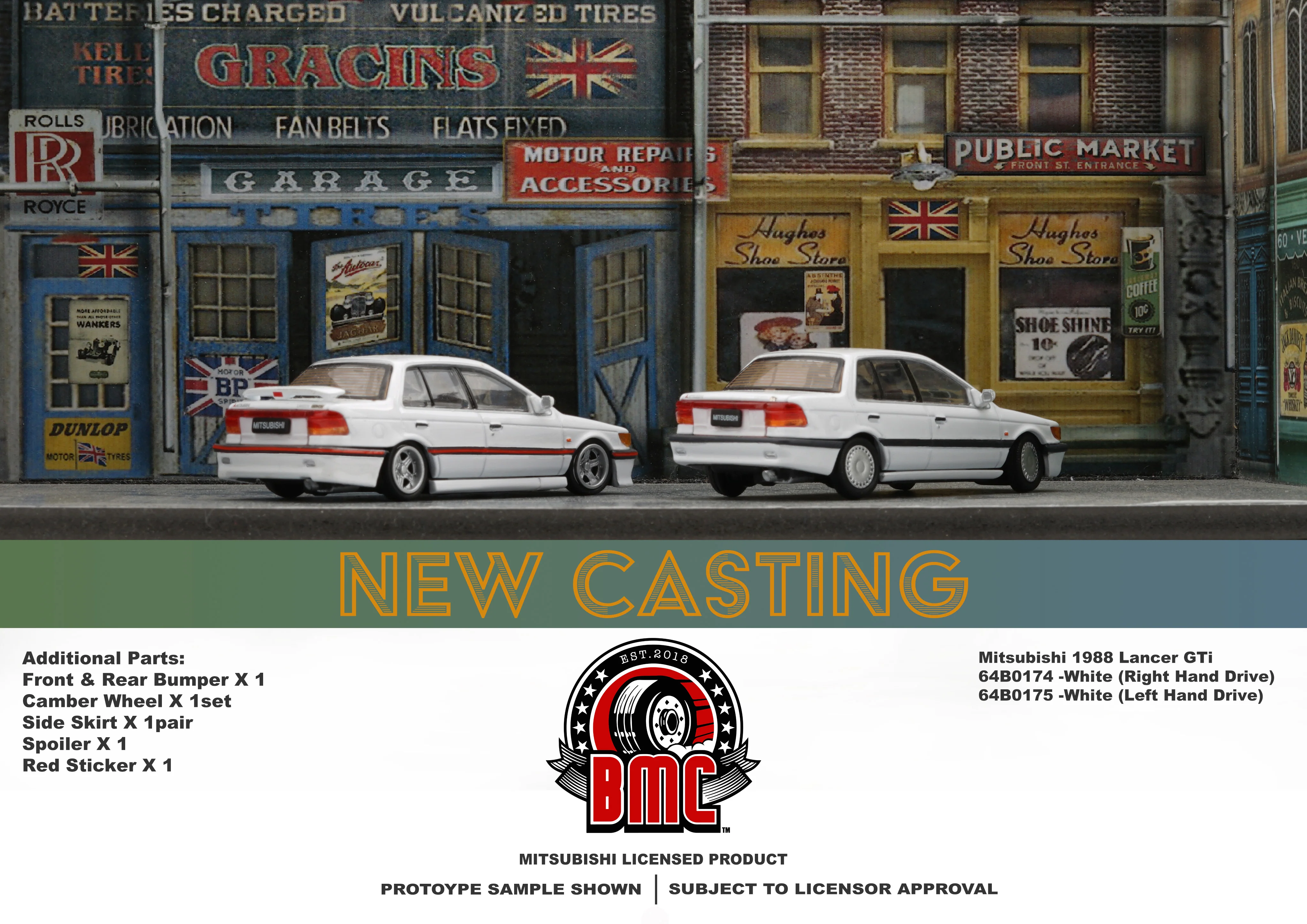 BM CREATIONS JUNIOR 1/64 Mitsubishi 1988 Lancer GTi White LHD 64B0175 - Image 2