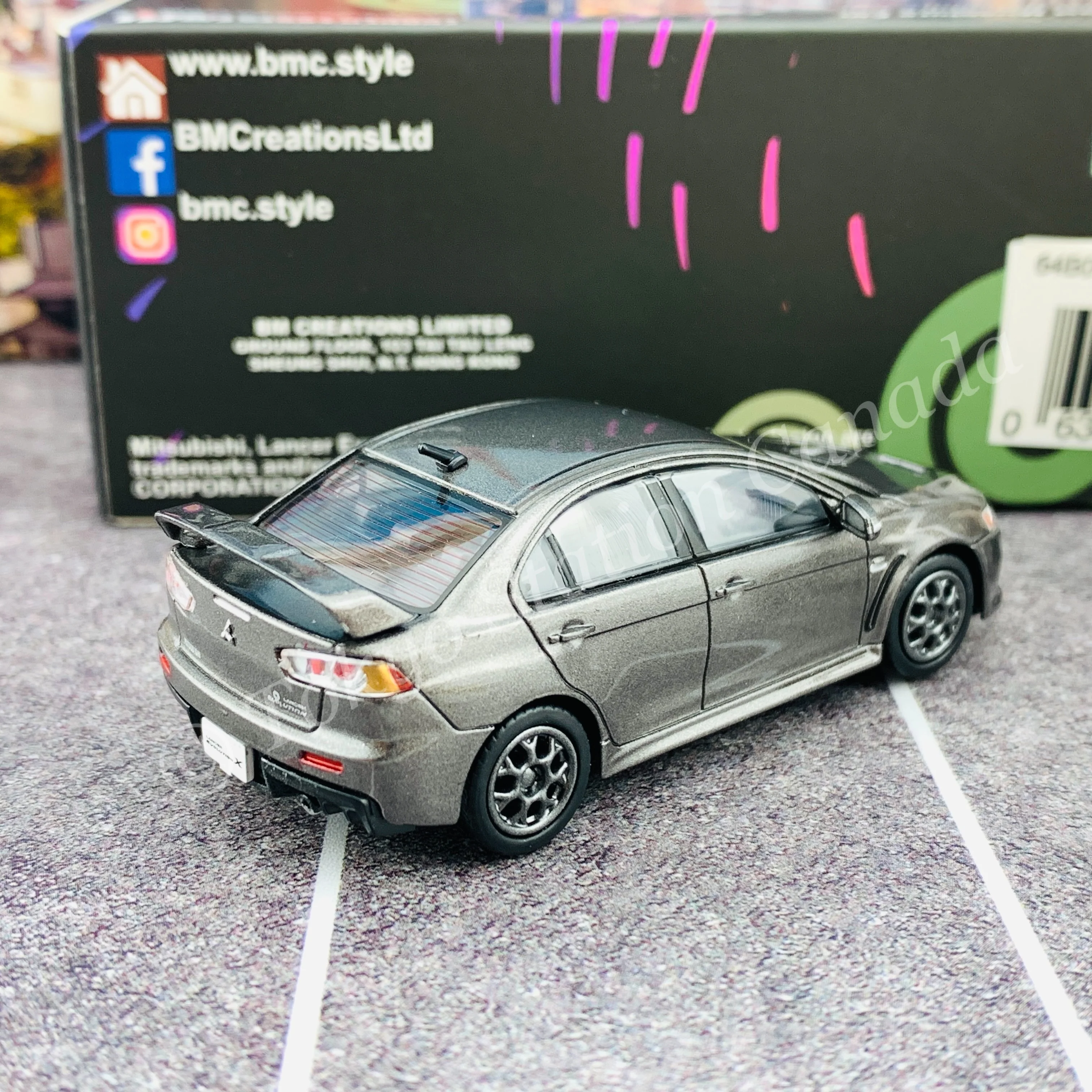 BM CREATIONS JUNIOR 1/64 Mitsubishi Lancer EVO X  GREY LHD with Extra Wheels and Lowering Parts 64B0117 - Image 3