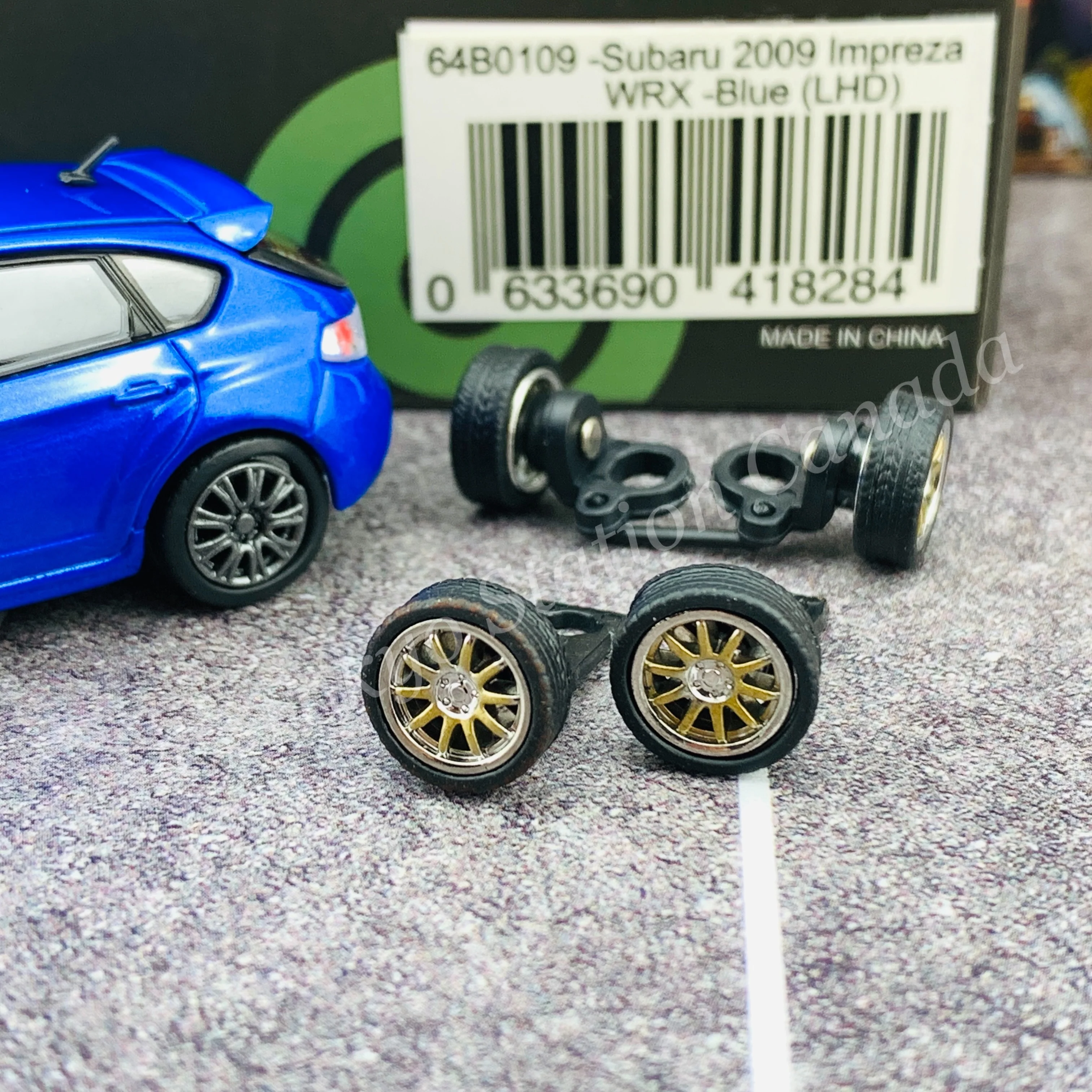 BM CREATIONS JUNIOR 1/64 Subaru 2009 Impreza WRX BLUE LHD with Extra Wheels and Lowering Parts 64B0109 - Image 2