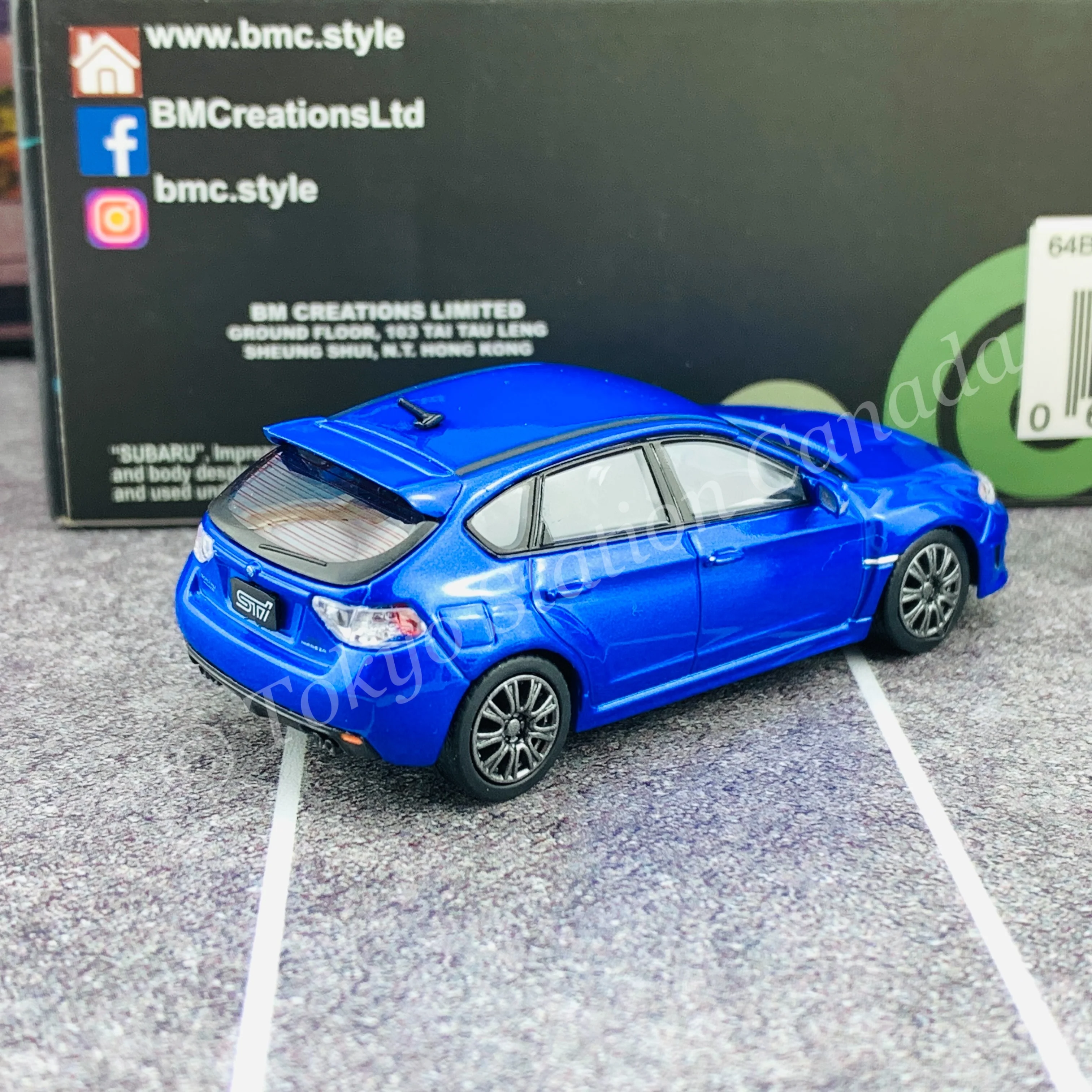 BM CREATIONS JUNIOR 1/64 Subaru 2009 Impreza WRX BLUE LHD with Extra Wheels and Lowering Parts 64B0109 - Image 3