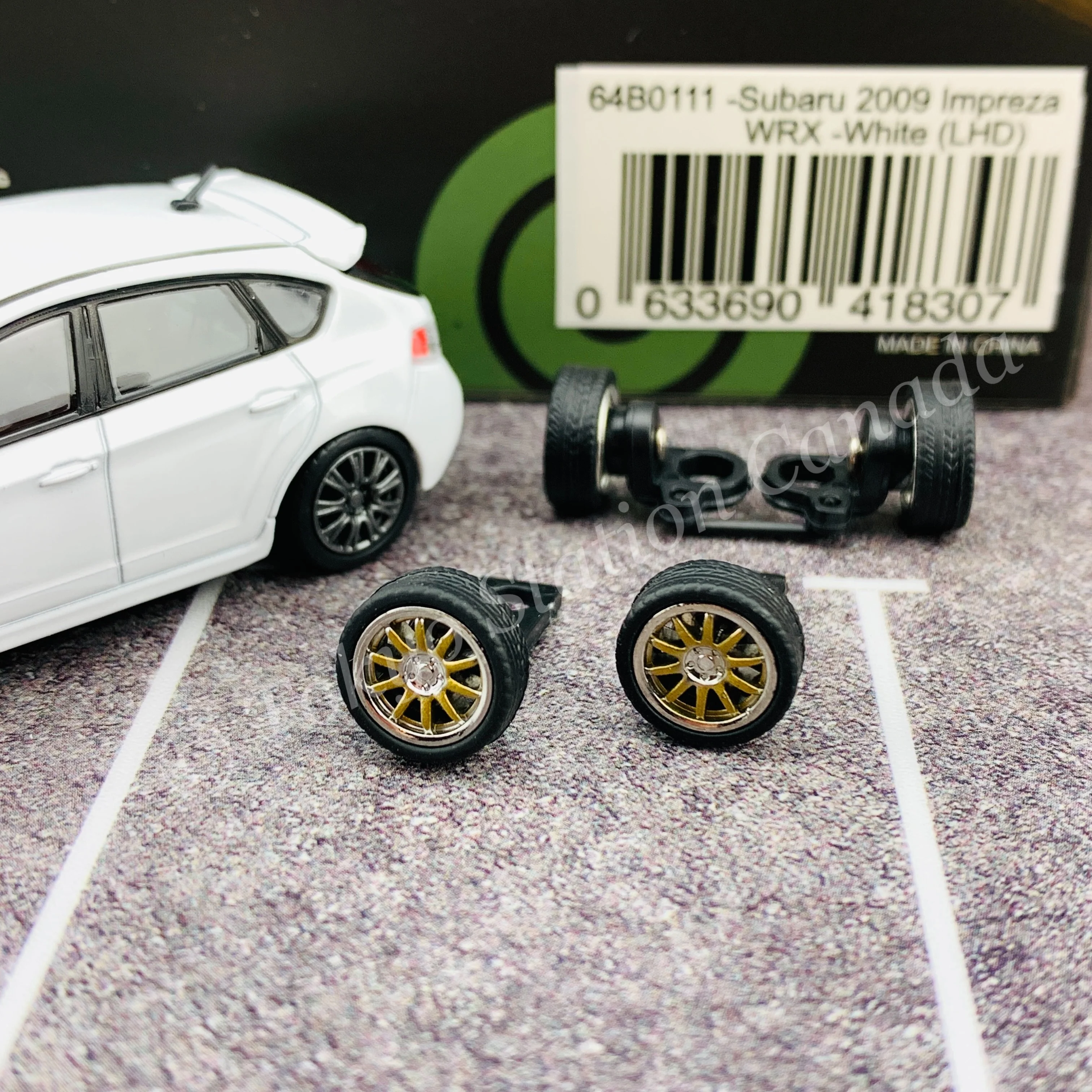 BM CREATIONS JUNIOR 1/64 Subaru 2009 Impreza WRX WHITE LHD with Extra Wheels and Lowering Parts 64B0111 - Image 2