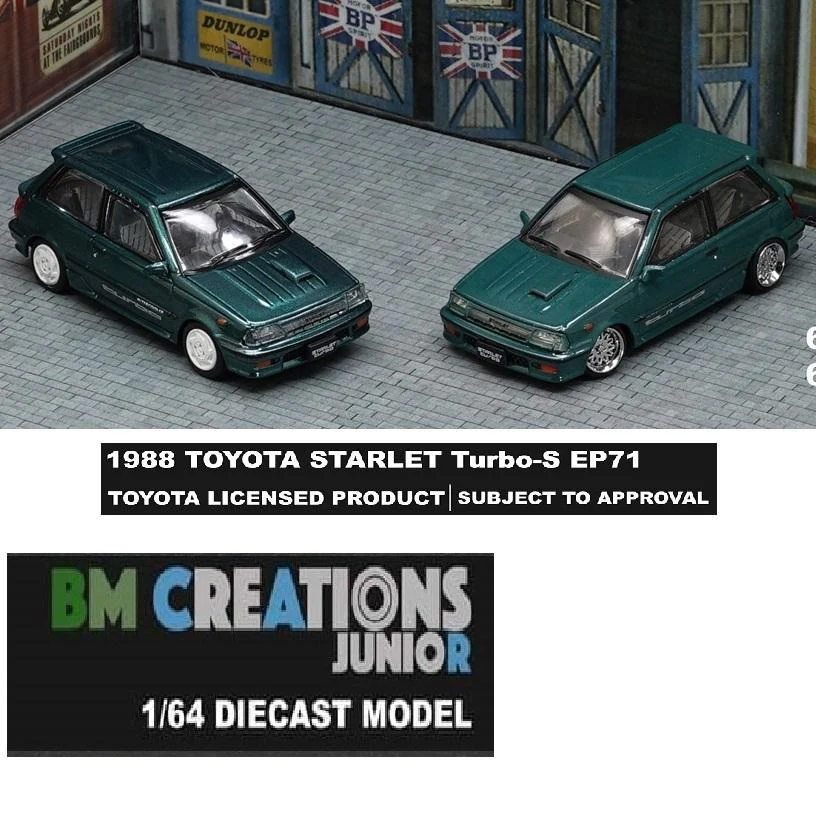 BM CREATIONS JUNIOR 1/64 Toyota 1988 Starlet  Turbo-S (EP71)  Green LHD 64B0129 - Image 2
