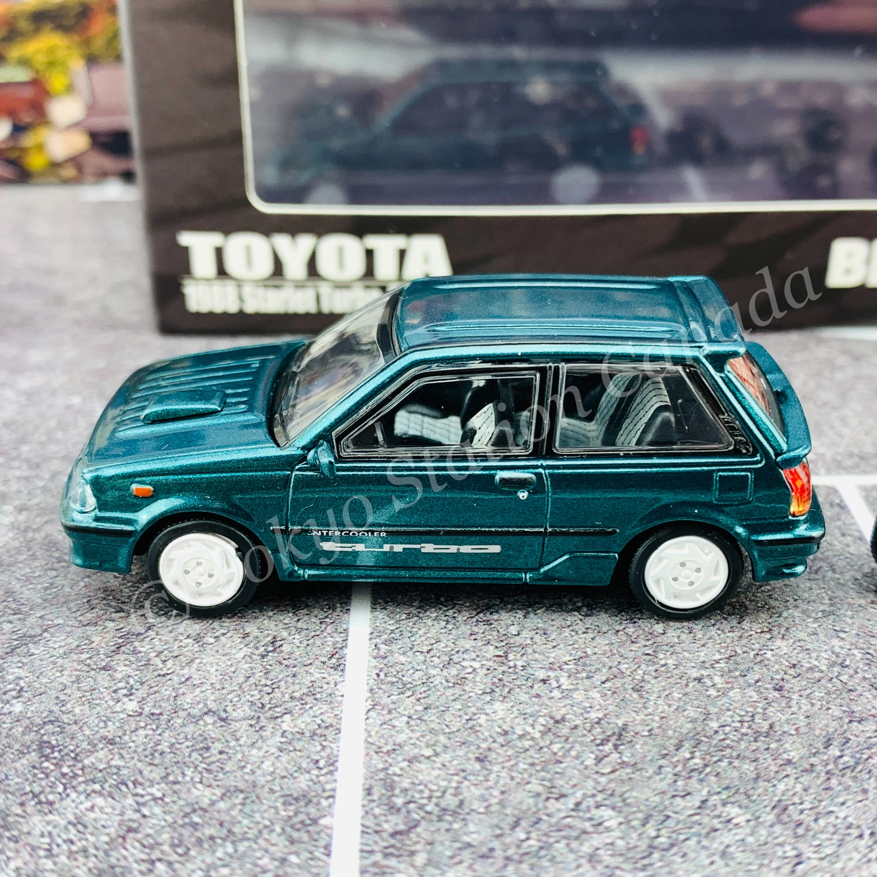 BM CREATIONS JUNIOR 1/64 Toyota 1988 Starlet  Turbo-S (EP71)  Green LHD 64B0129 - Image 5
