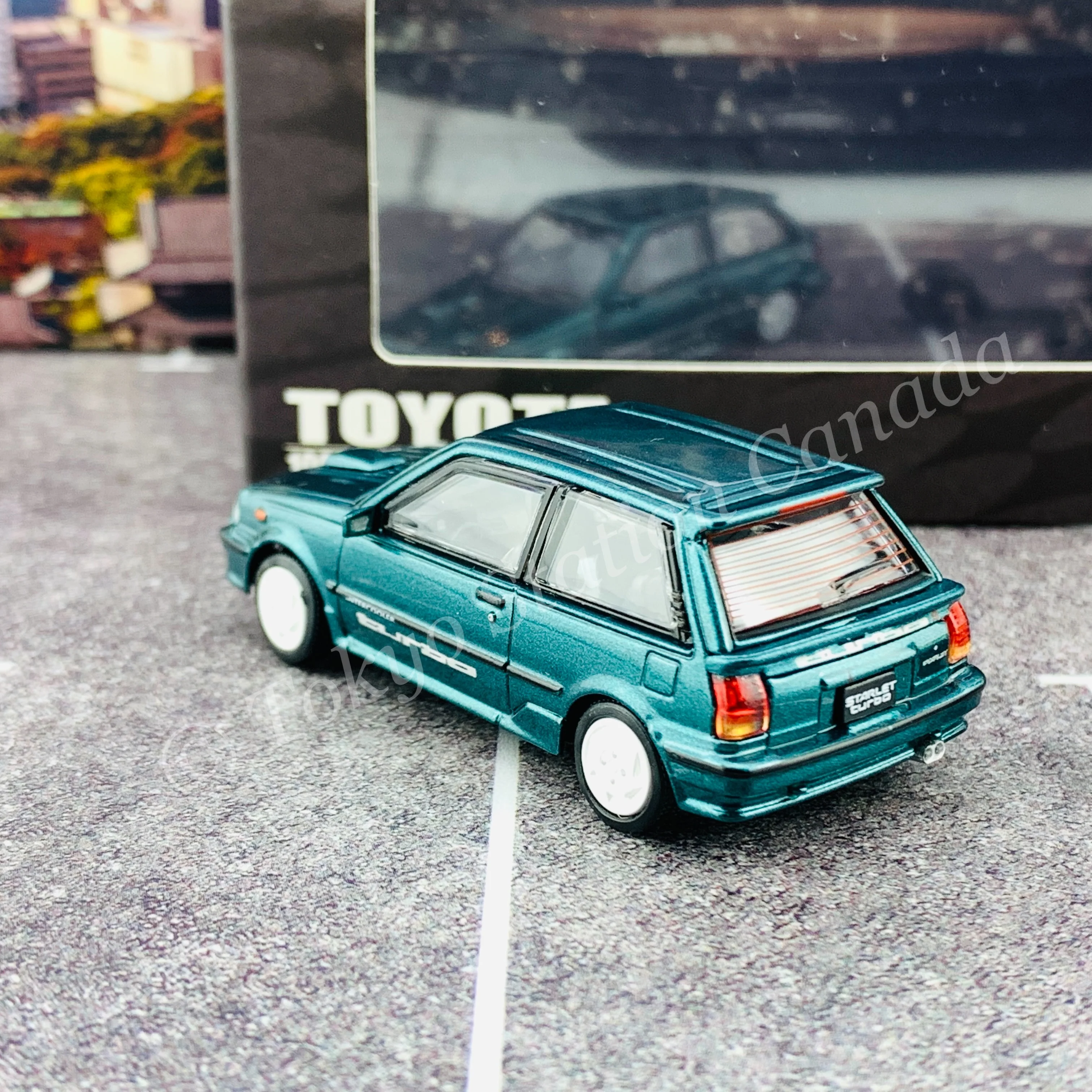 BM CREATIONS JUNIOR 1/64 Toyota 1988 Starlet  Turbo-S (EP71)  Green LHD 64B0129 - Image 6