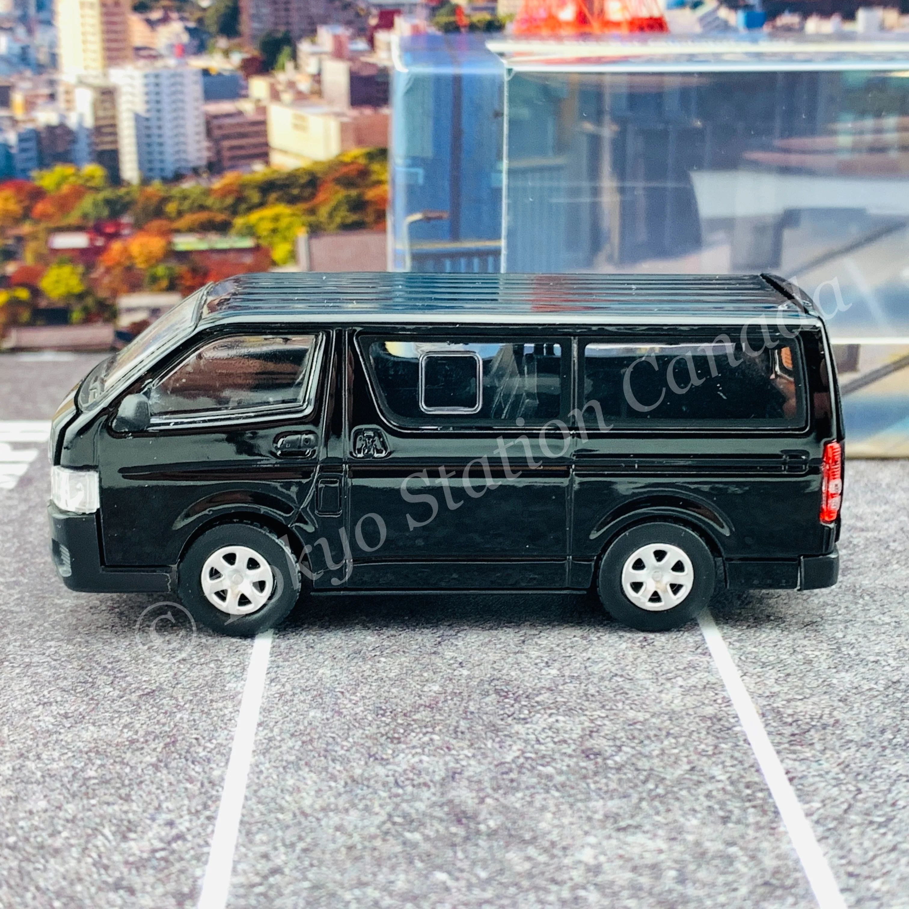 BM CREATIONS JUNIOR 1/64 Toyota 2016 Hiace BLACK RHD with Extra Wheels, Lowering Parts and Body Kit 64B0144 - Image 8